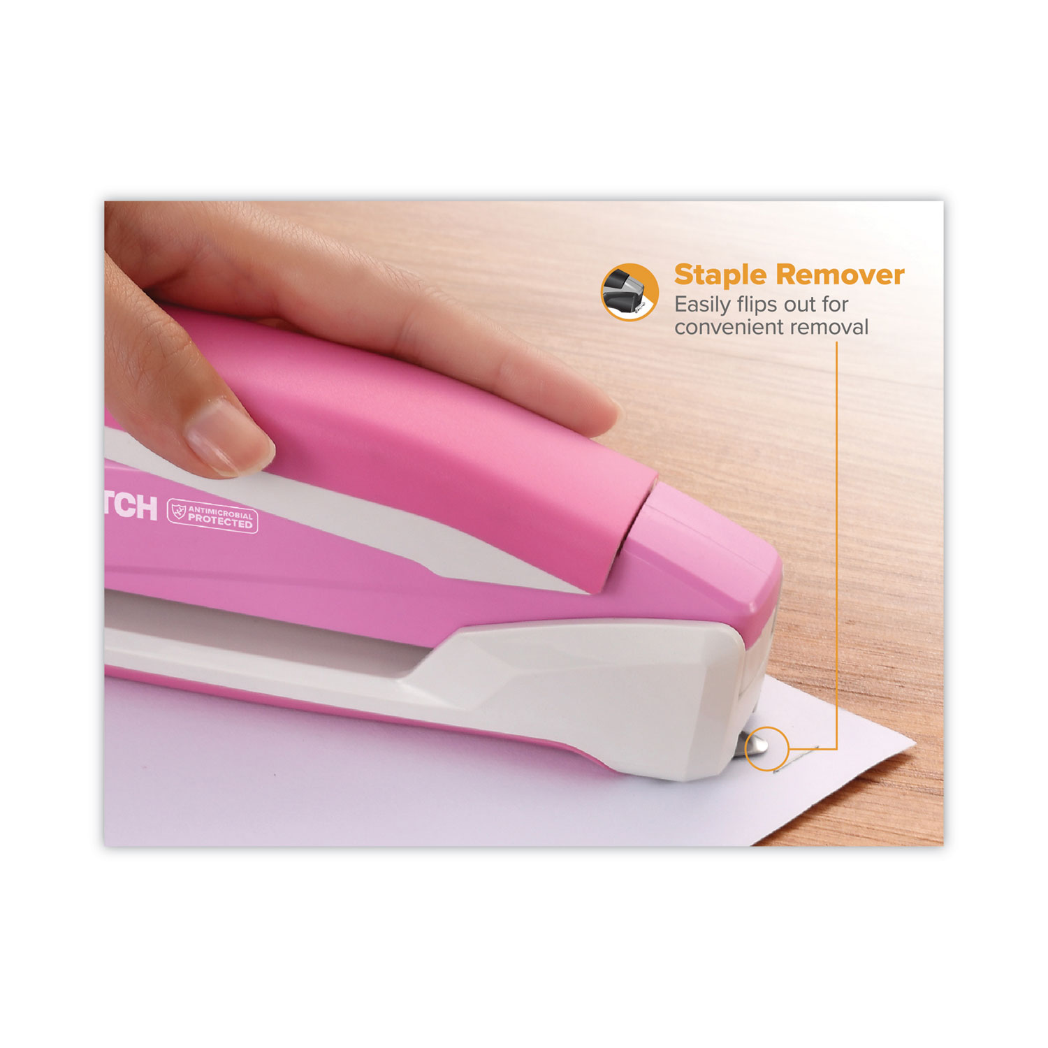 InCourage Spring-Powered Desktop Stapler, 20 Sheets, Pink