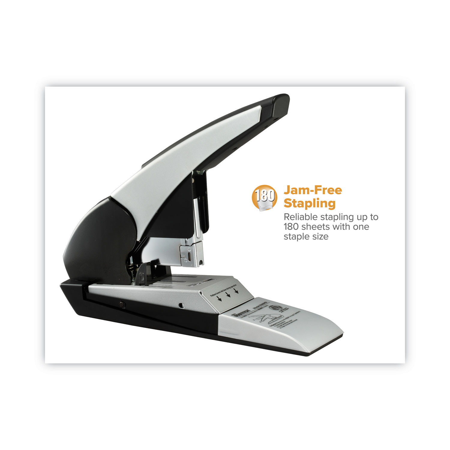 Auto 180 Xtreme Duty Automatic Stapler, 180-Sheet Capacity, Silver/Black -  BOSS Office and Computer Products