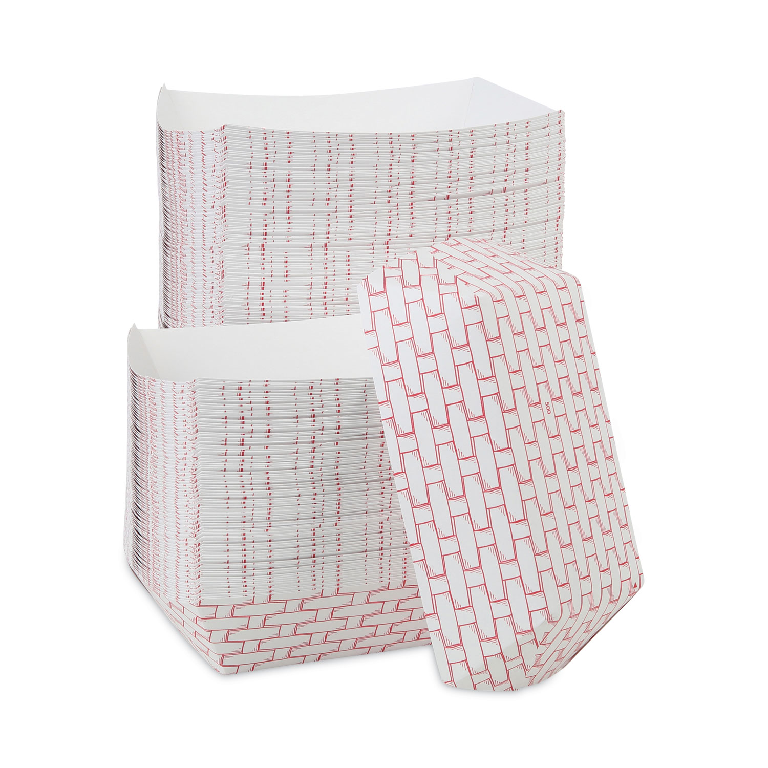 Paper Food Baskets, 5 lb Capacity, Red/White, 500/Carton