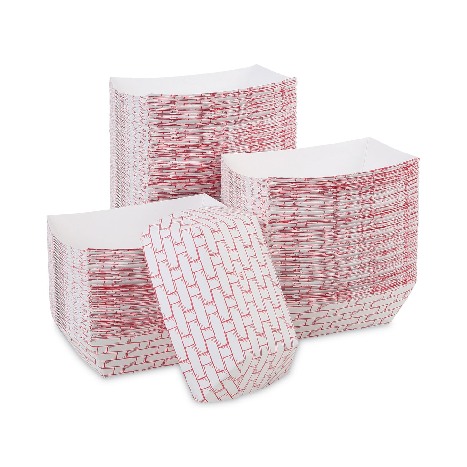 Paper Food Baskets, 1 lb Capacity, Red/White, 1,000/Carton