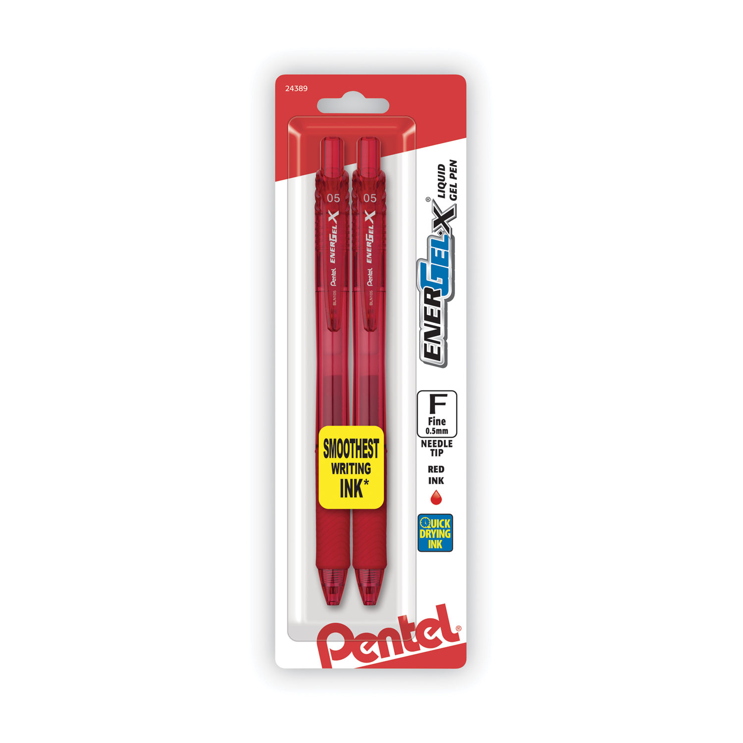 EnerGel-X Gel Pen, Retractable, Fine 0.5 mm Needle Tip, Red Ink,  Translucent Red/Red Barrel, Dozen - mastersupplyonline