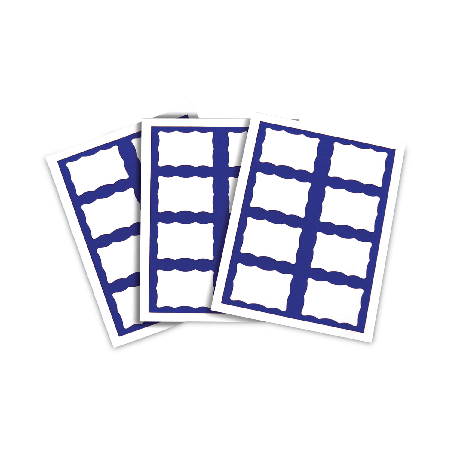 Laser Printer Name Badges, 3 3/8 x 2 1/3, White/Blue, 200/Box