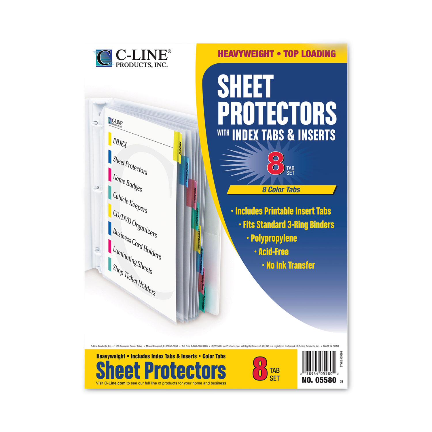 Colored Polypropylene Sheet Protectors, Assorted Colors, 2, 11 x 8.5,  50/Box - mastersupplyonline