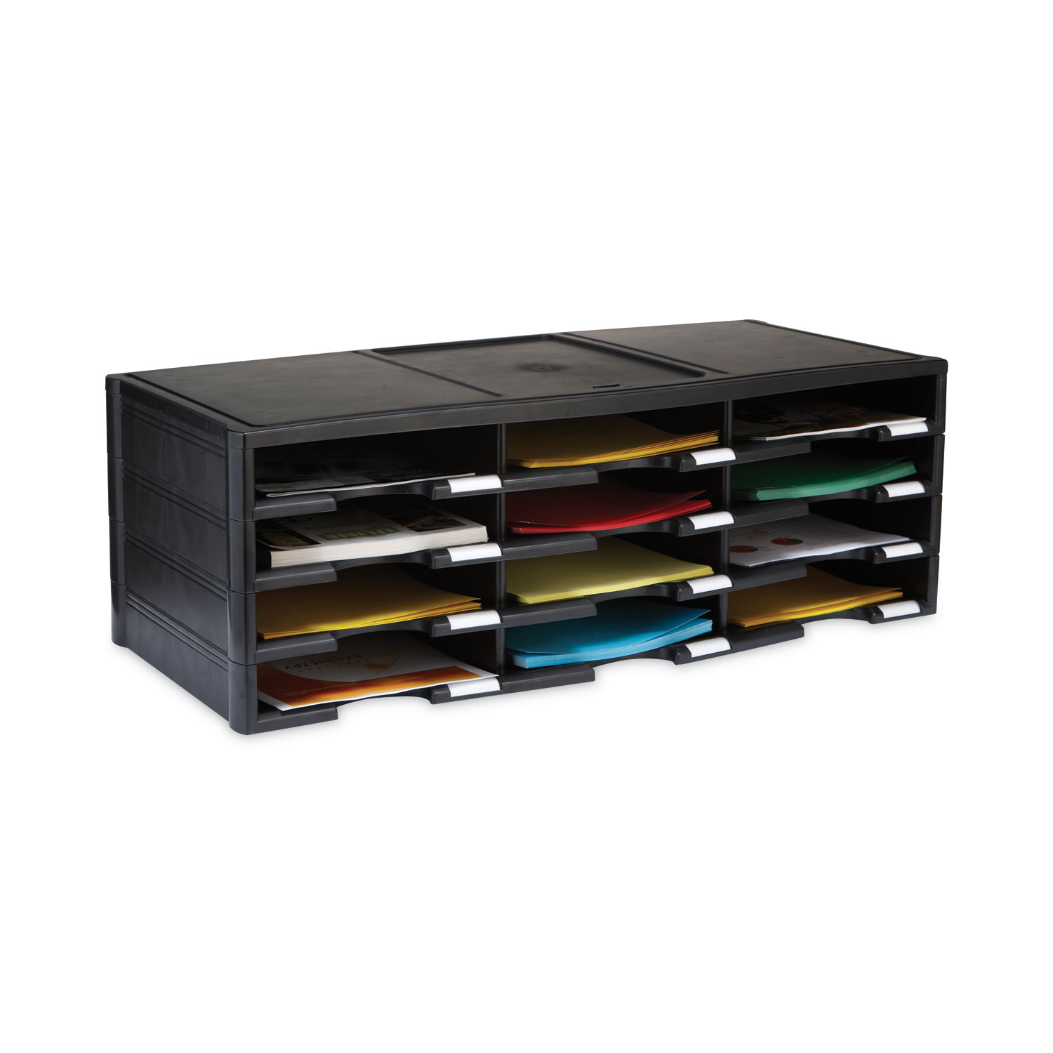 Storex 12-Compartment Literature Organizer/Document Sorter, Black (61602U01C)