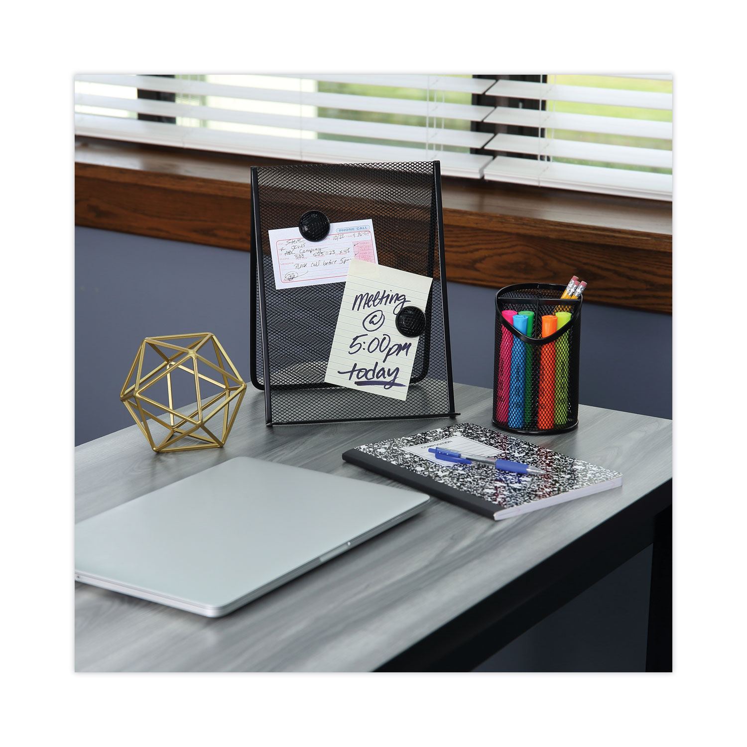 Mesh Angled Desk Organizer, Black - Zerbee