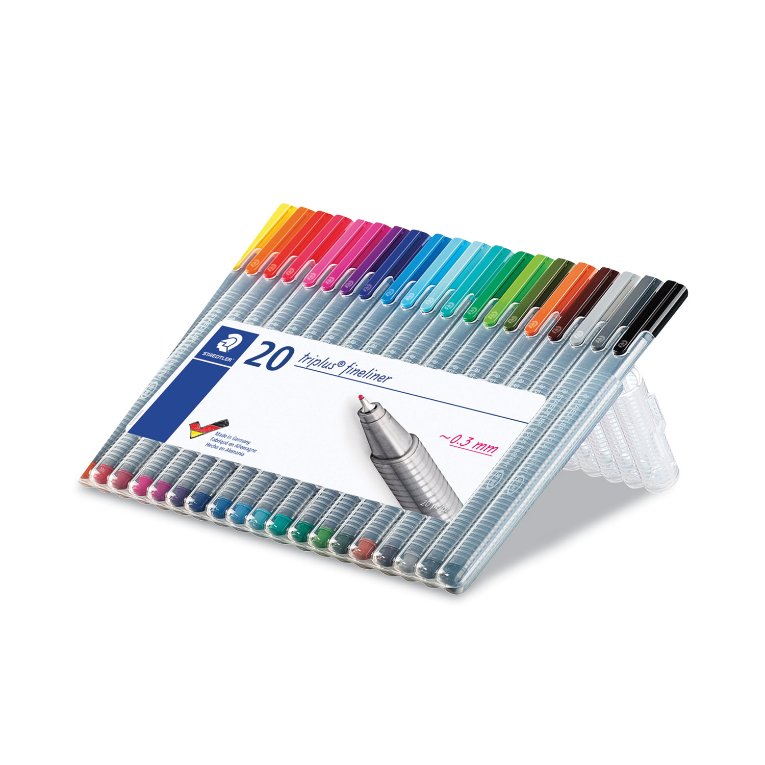 Staedtler Triplus Fineliner Porous Point Pen, Stick, Extra-Fine 0.3 mm,  Assorted Ink Colors, Silver Barrel, 42/Pack (334C4202)