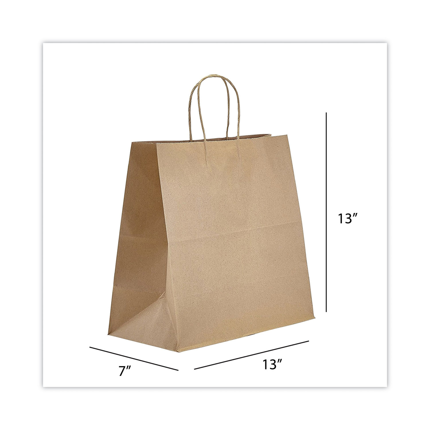 Prime Time Packaging Kraft Paper Bags, Jr. Mart, 13 x 7 x 13, Natural ...