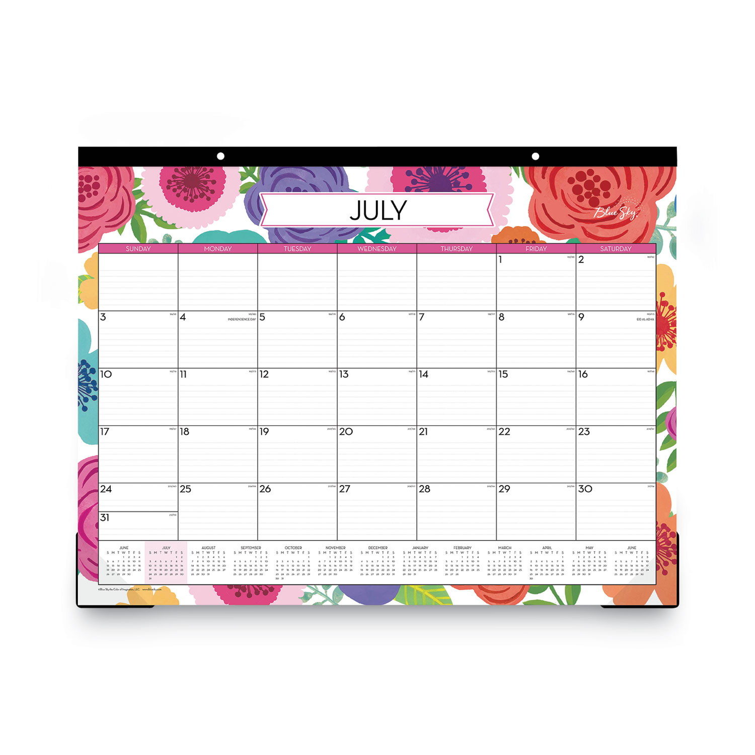 22 x 17 Blue Sky 2020 Monthly Desk Pad Calendar Two-Hole Punched Baccara Dark Ruled Blocks 