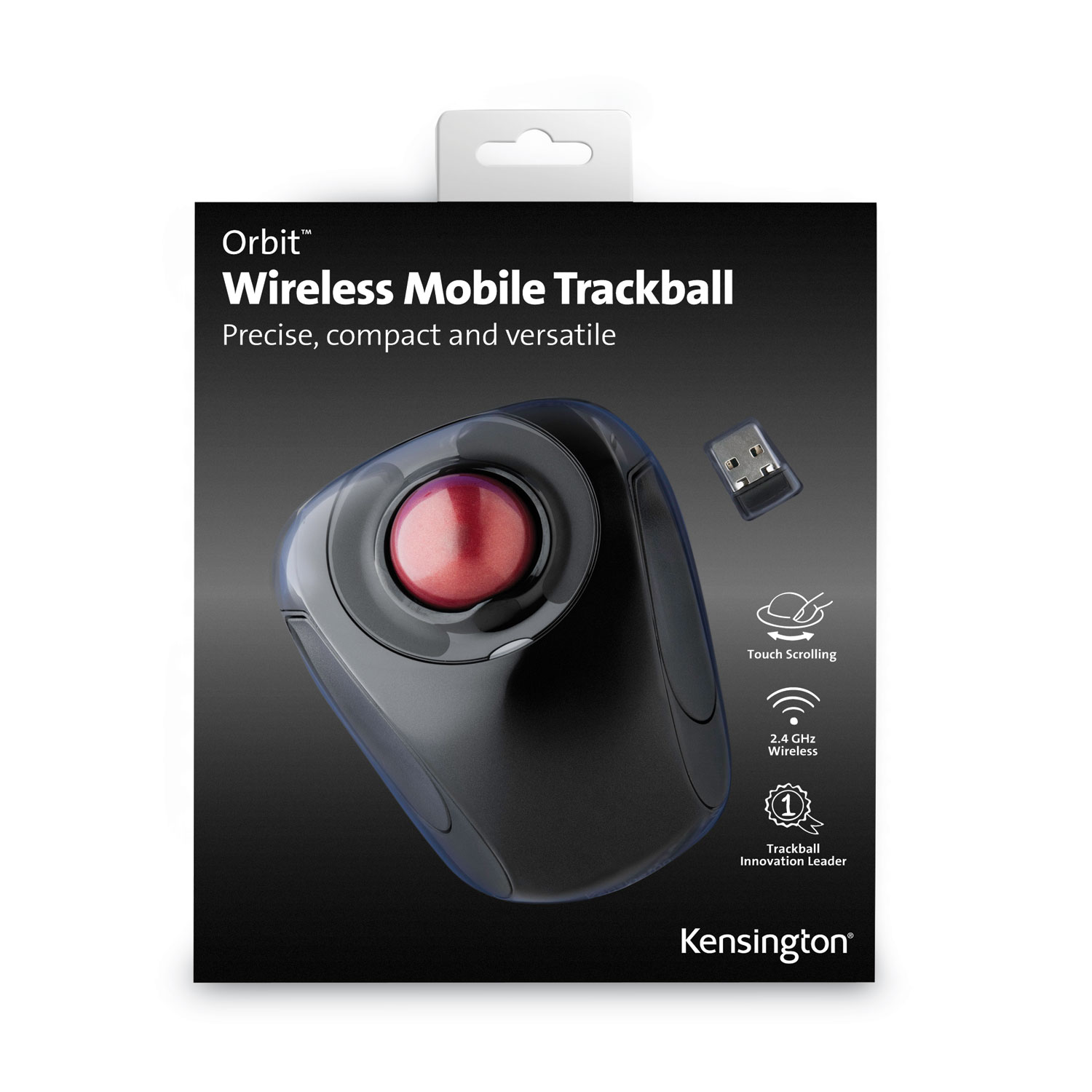 Orbit Wireless Mobile Trackball, 2.4 GHz Frequency/30 ft Wireless Range,  Left/Right Hand Use, Black/Red