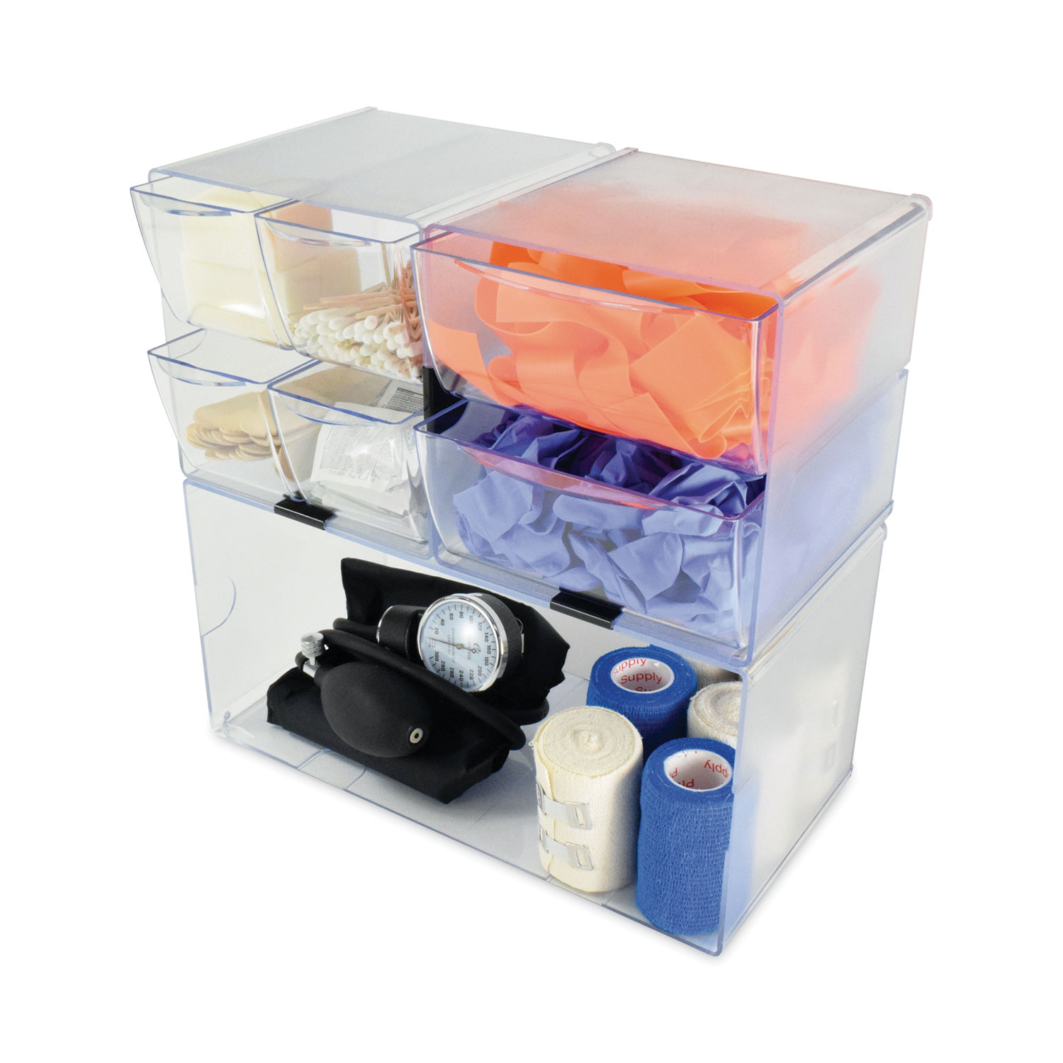 Stackable Cube Organizer, Double Cube, Plastic, 12 x 6 x 6, Clear