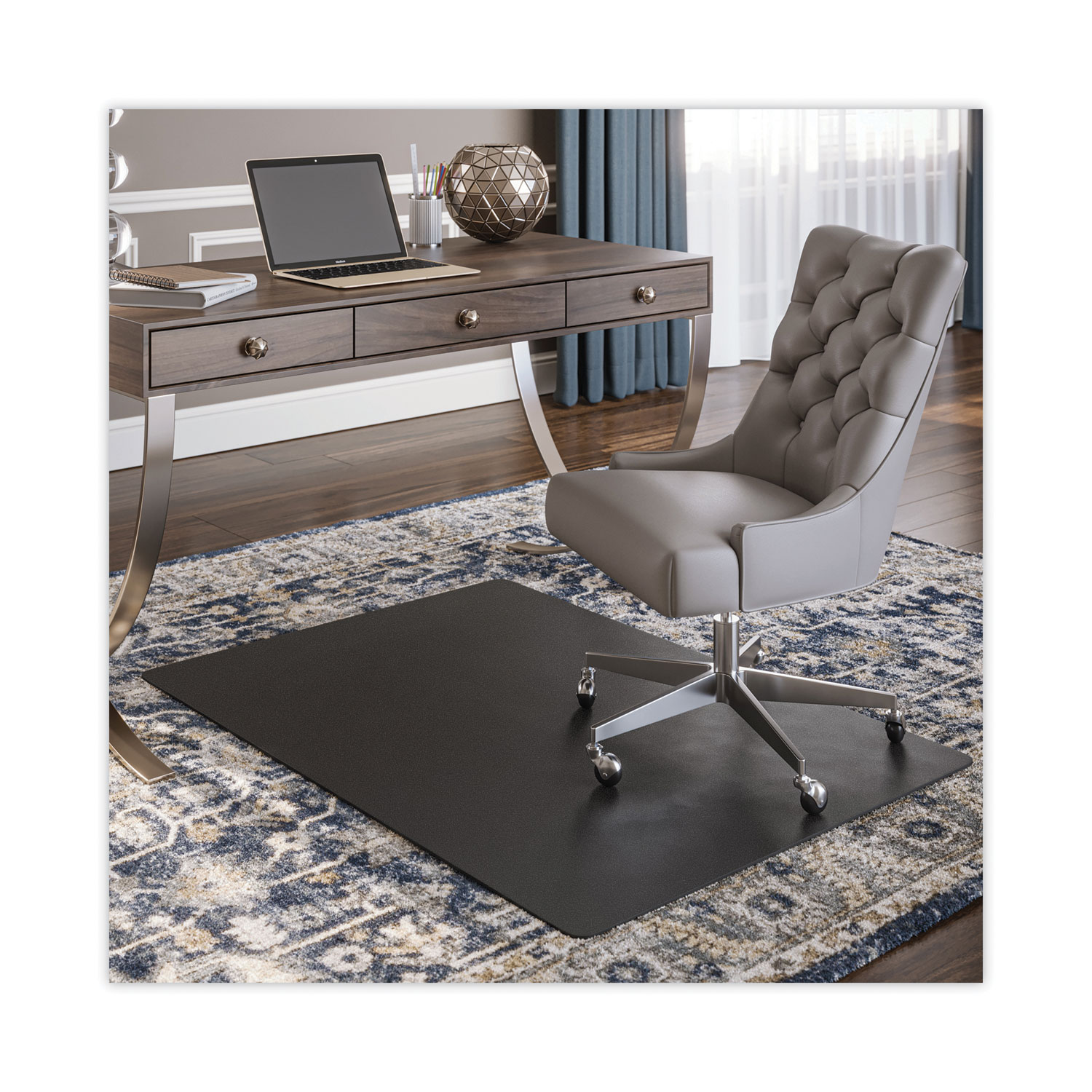 Beveled deflecto CM14233 SuperMat Frequent Use Chair Mat Medium Pile Carpet 45x53 w/Lip Clear 