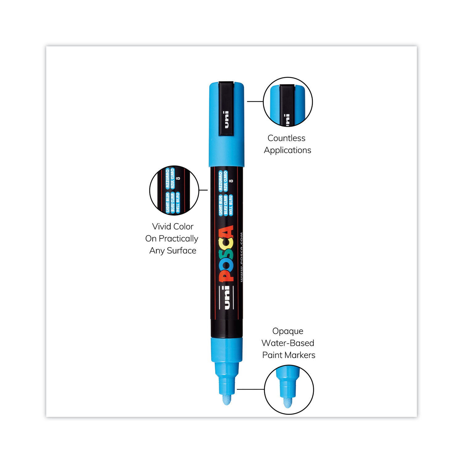 Permanent Paint Marker, Medium Bullet Tip, Blue