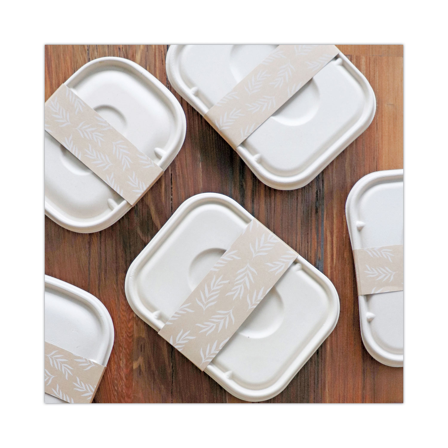 World Centric Fiber Containers, Bento Box, 5-Compartment, 12 x 9.5 x 2, Natural, Paper, 300/Carton