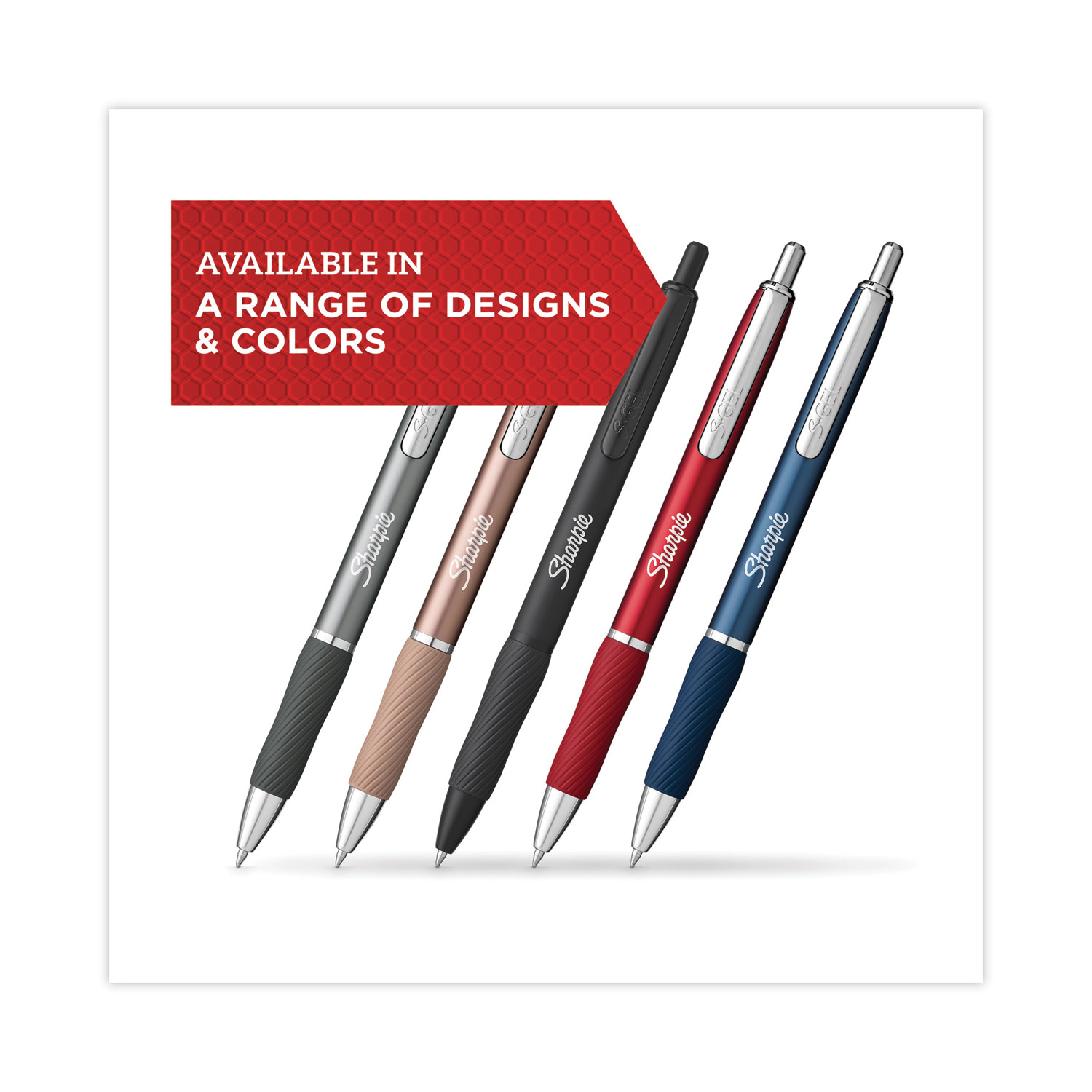 Sharpie S-Gel Premium Metal Barrel Gel Pen, Retractable, Medium 0.7 mm, Black Ink, Black Barrel, 4/Pack