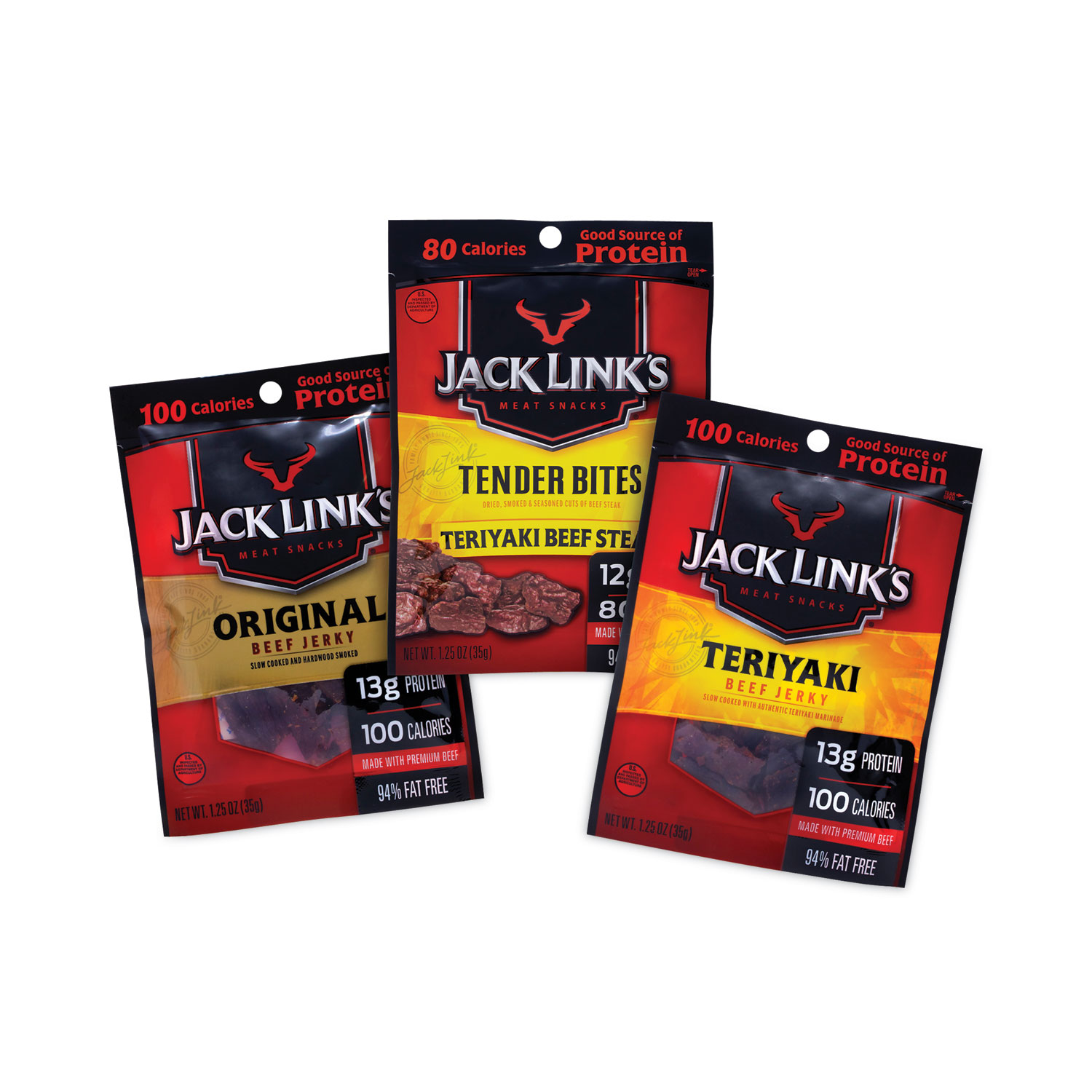 Beef Jerky Variety Pack, 1.5 oz, 9/Carton