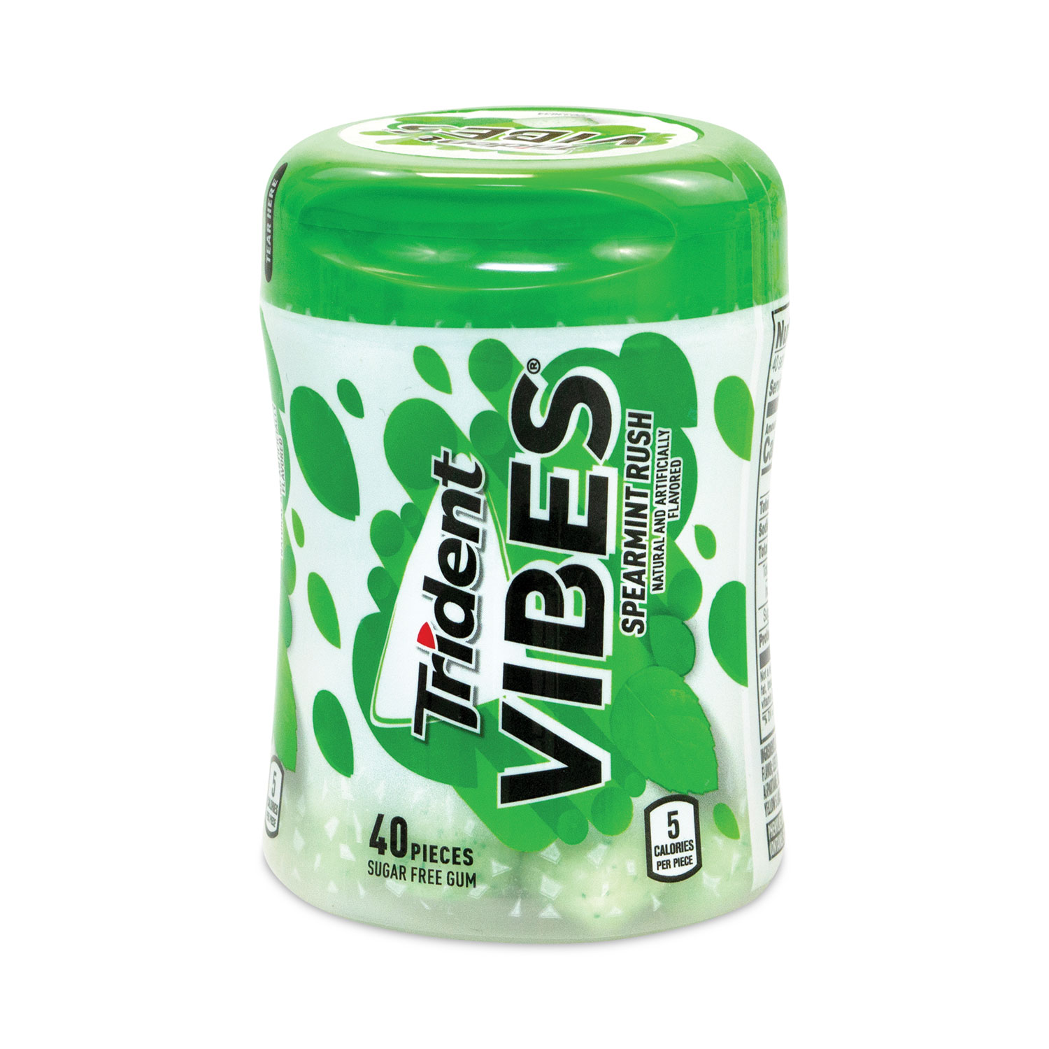 Vibes Spearmint Rush Sugar-Free Gum, 40 Pieces/Cup, 6 Cups/Carton