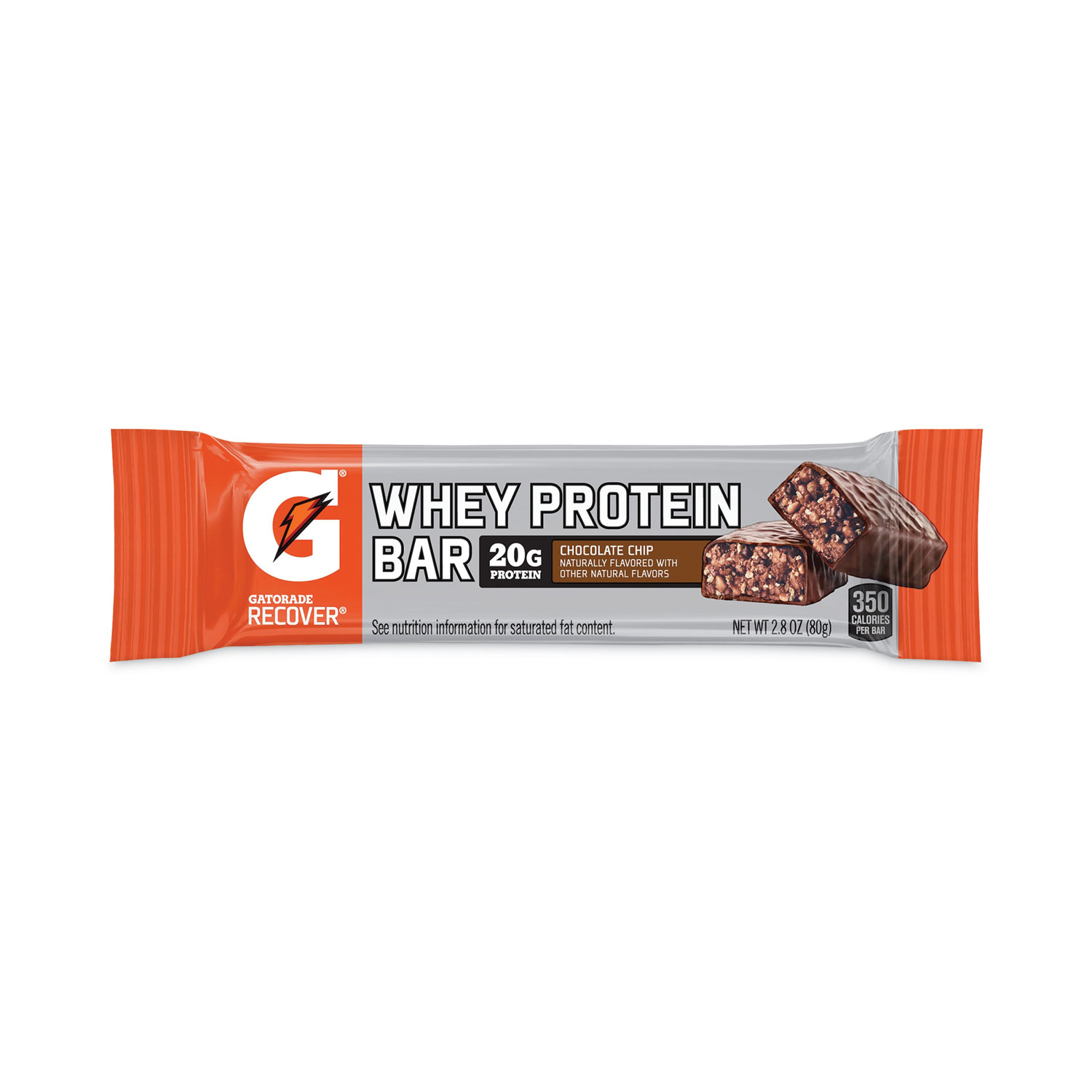 Recover Chocolate Chip Whey Protein Bar, 2.8 oz Bar, 12 Bars/Carton