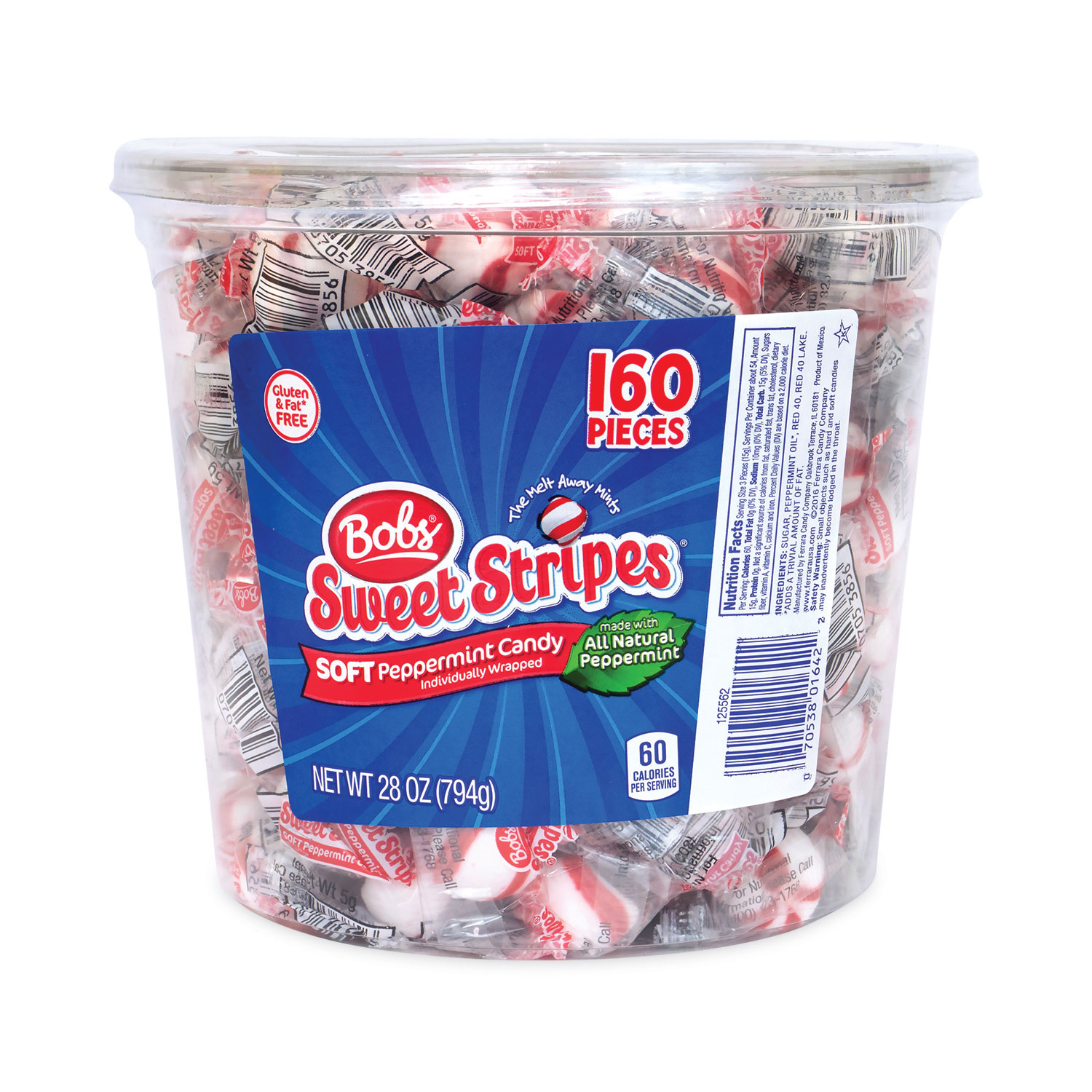 Bobs Sweet Stripes Soft Candy, Peppermint, 28 oz Tub, Ships in 1-3 Business  Days - Louisiana Association for the Blind