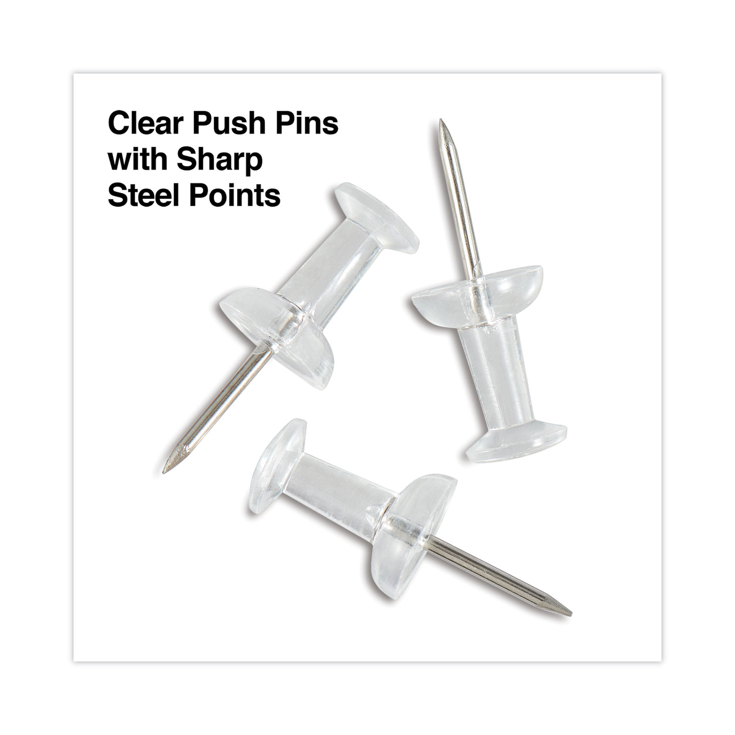 OIC Push Pins, Clear - 200 pins