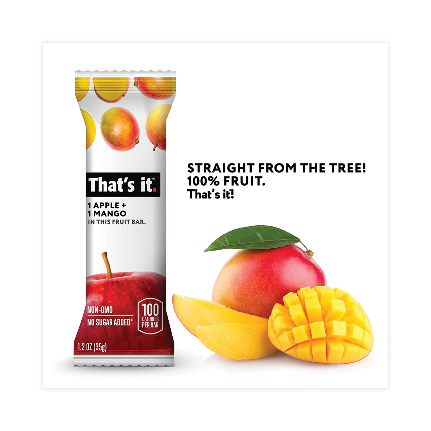 That's it.® Nutrition Bar, Gluten Free Apple and Mango Fruit, 1.2 oz Bar, 12/Carton