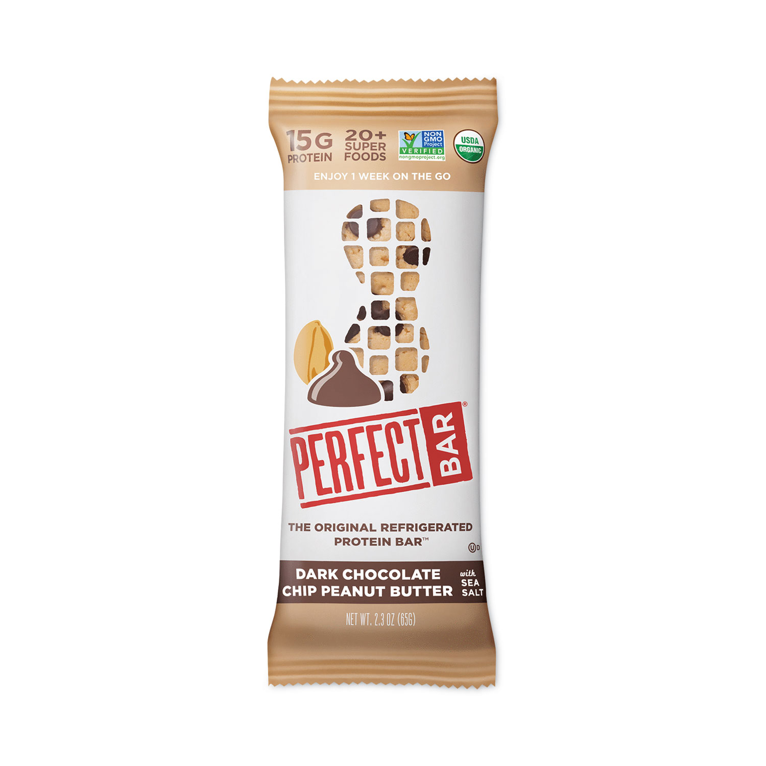 Refrigerated Protein Bar, Dark Chocolate Peanut Butter with Sea Salt, 2.3 oz Bar, 16/Carton