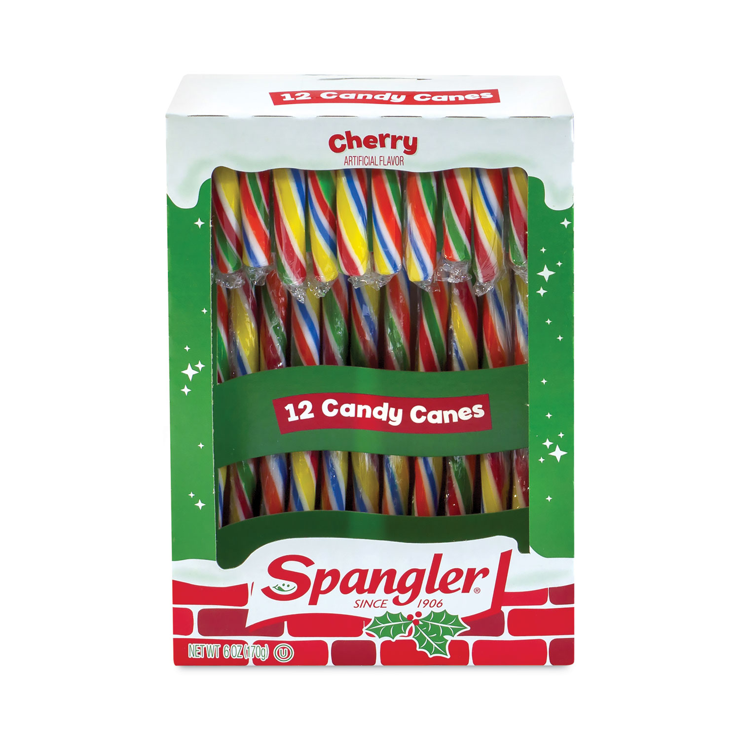 Spangler® Cherry Candy Canes, 6 oz Box, 12 Candy Canes/Box, 3 Boxes/Carton