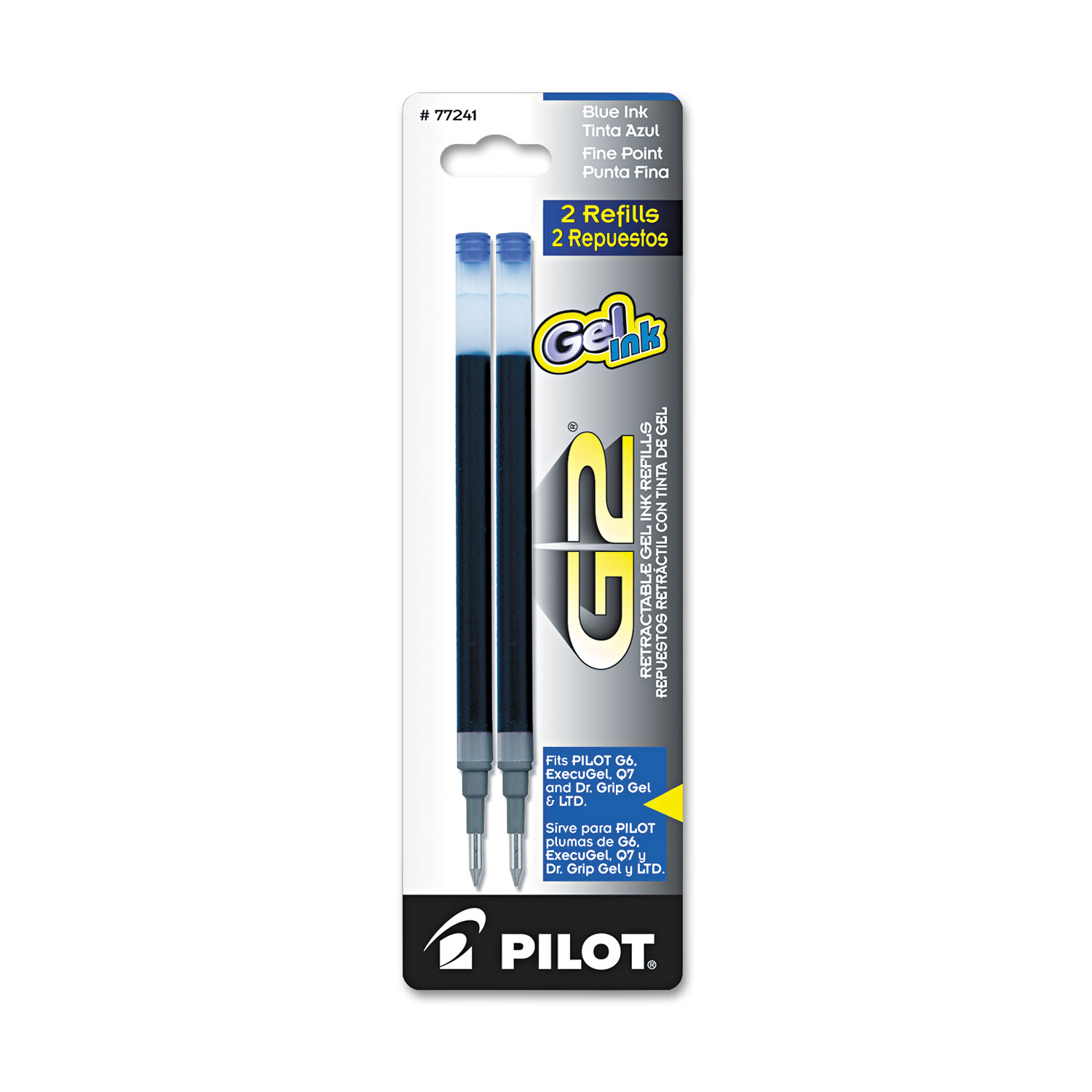  Pilot 77241 Refill for Pilot Gel Pens, Fine Point, Blue Ink, 2/Pack (PIL77241) 