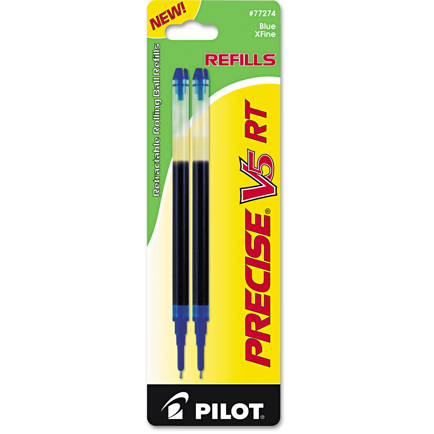  Pilot 77274 Refill for Pilot Precise V5 RT Rolling Ball, Extra-Fine Point, Blue Ink, 2/Pack (PIL77274) 