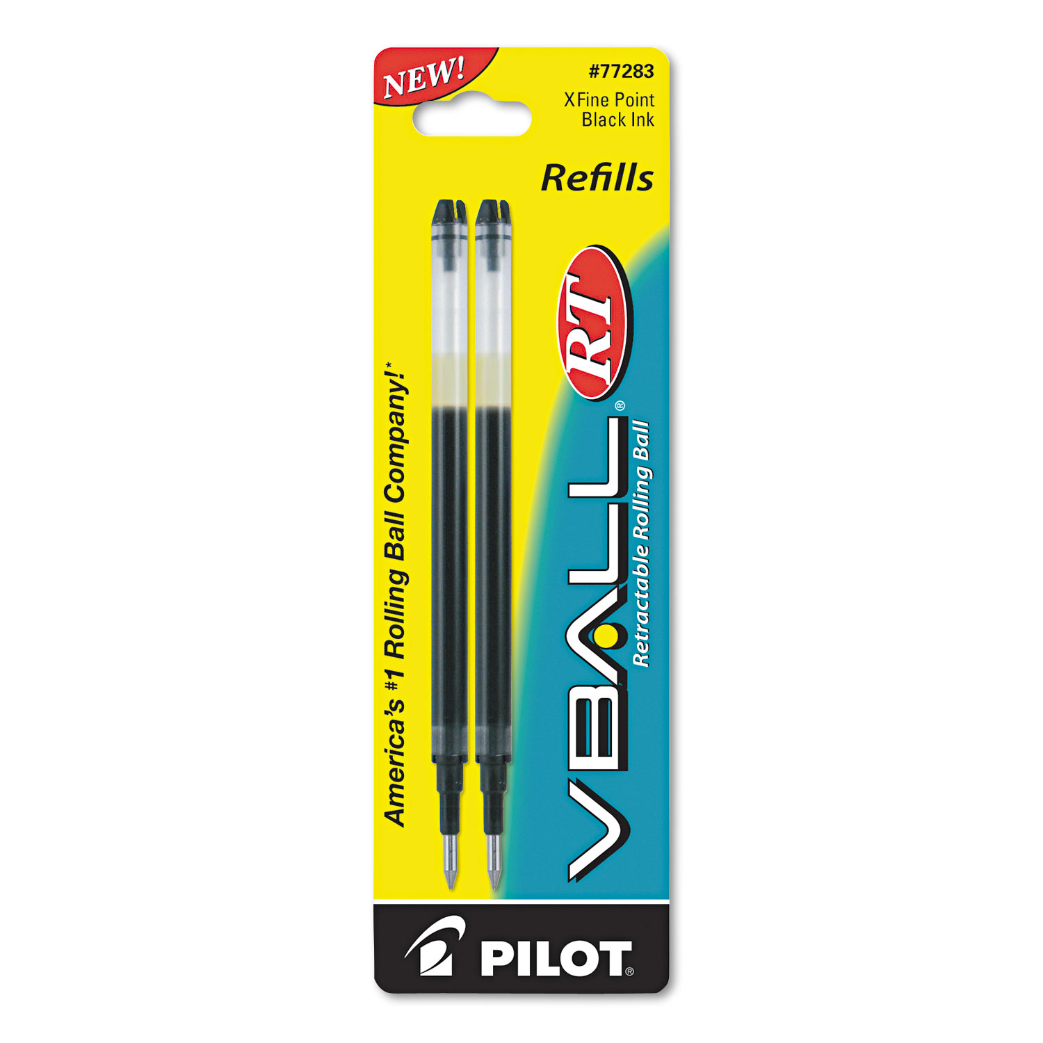  Pilot 77283 Refill for Pilot VBall and VBall RT Rolling Ball Pens, Extra-Fine Point, Black Ink, 2/Pack (PIL77283) 