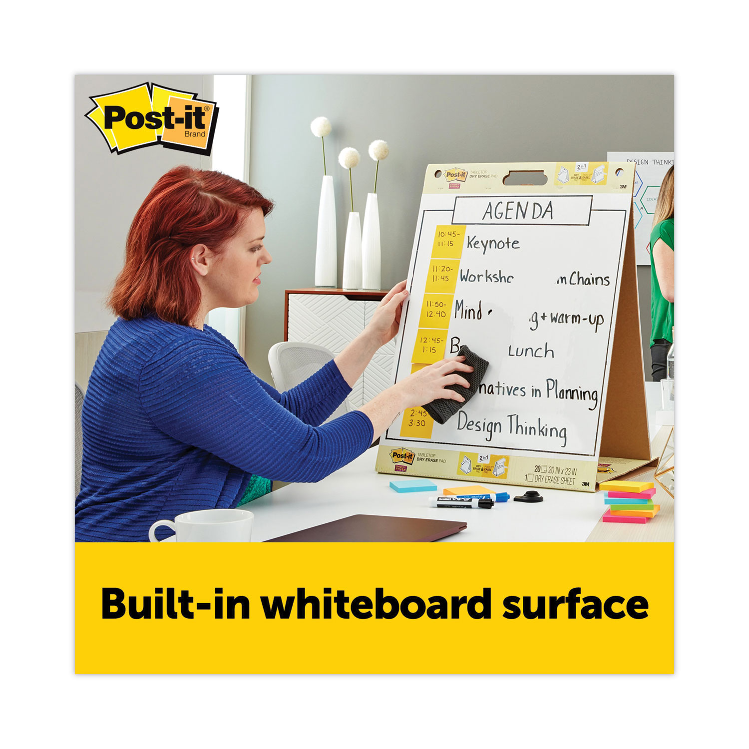 3M Post-It Dry Erase Tabletop Unruled Easel Pad, 20 x 23, 20 Sheets, White