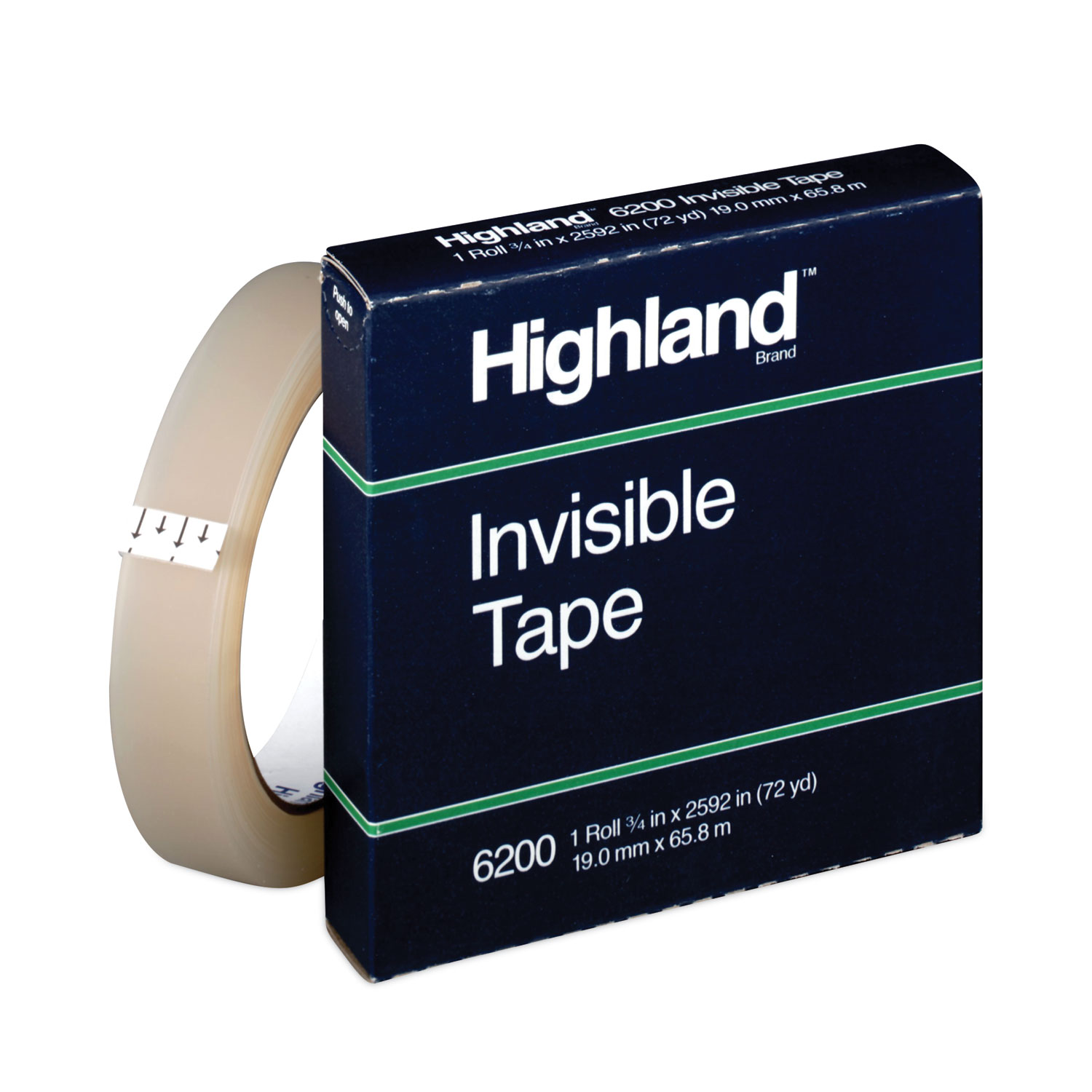 Invisible Permanent Mending Tape, 3″ Core, 0.75″ x 72 yds, Clear