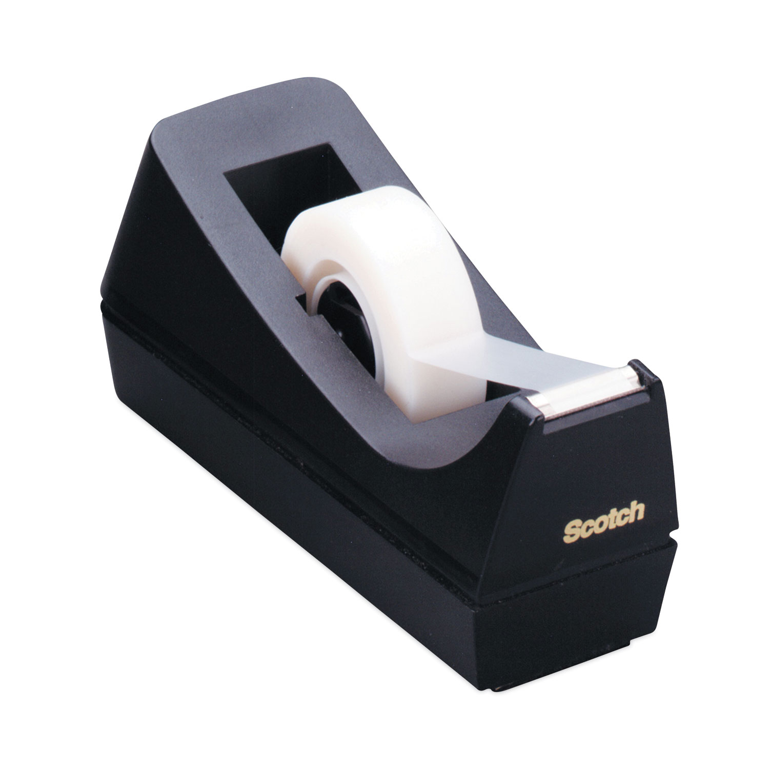 Scotch Desktop Tape Dispenser Made of 100% Recycled Plastic C-38-3PK-SIOC - 1 Non-Skid Base Weighted Black 3-Pack 