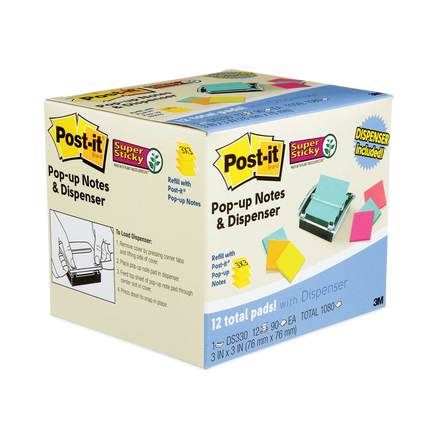 Pop-up 3 x 3 Note Refill, 3 x 3, Energy Boost Collection Colors, 90  Sheets/Pad, 10 Pads/Pack - mastersupplyonline