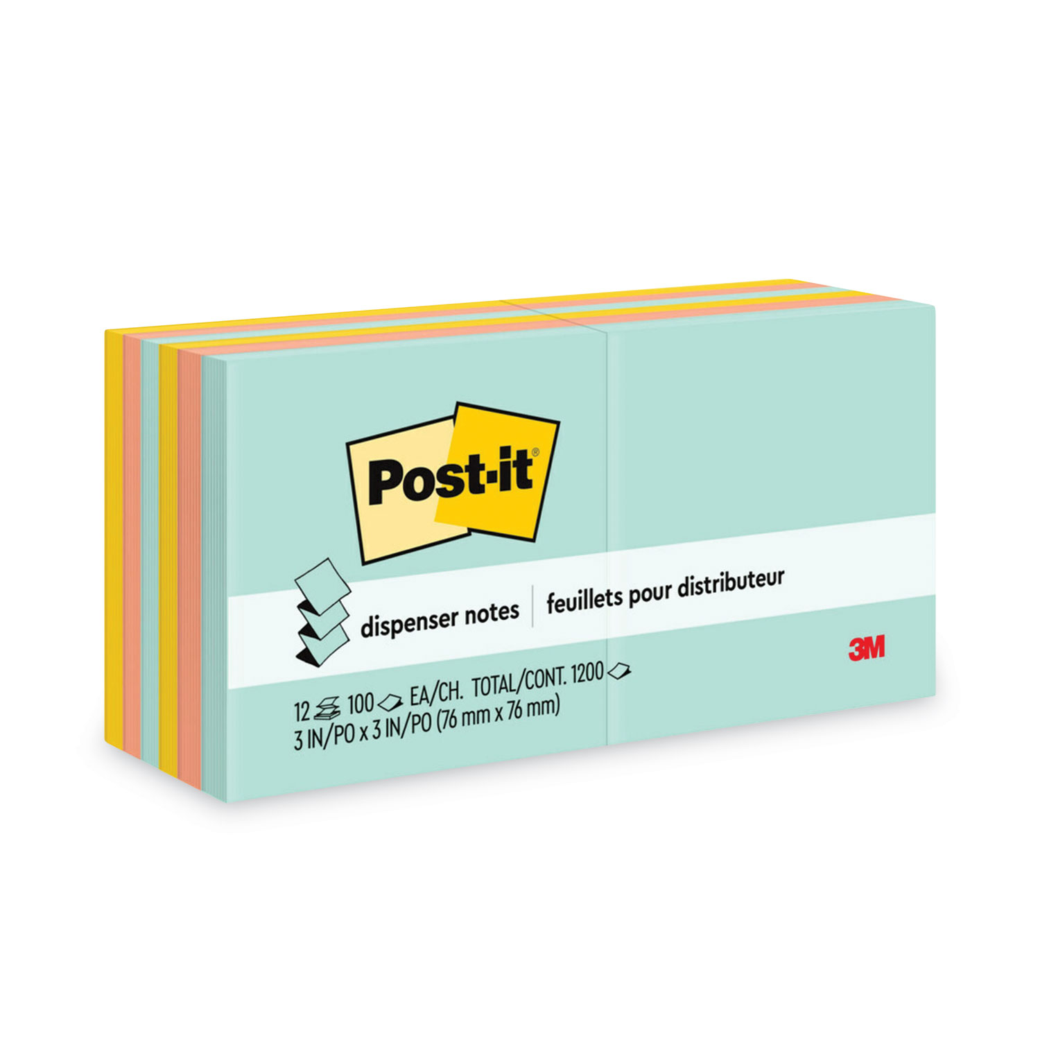 Post-it® Notes, 3 in. x 3 in., Floral Fantasy Collection, 18 Pads/Cabinet  Pack
