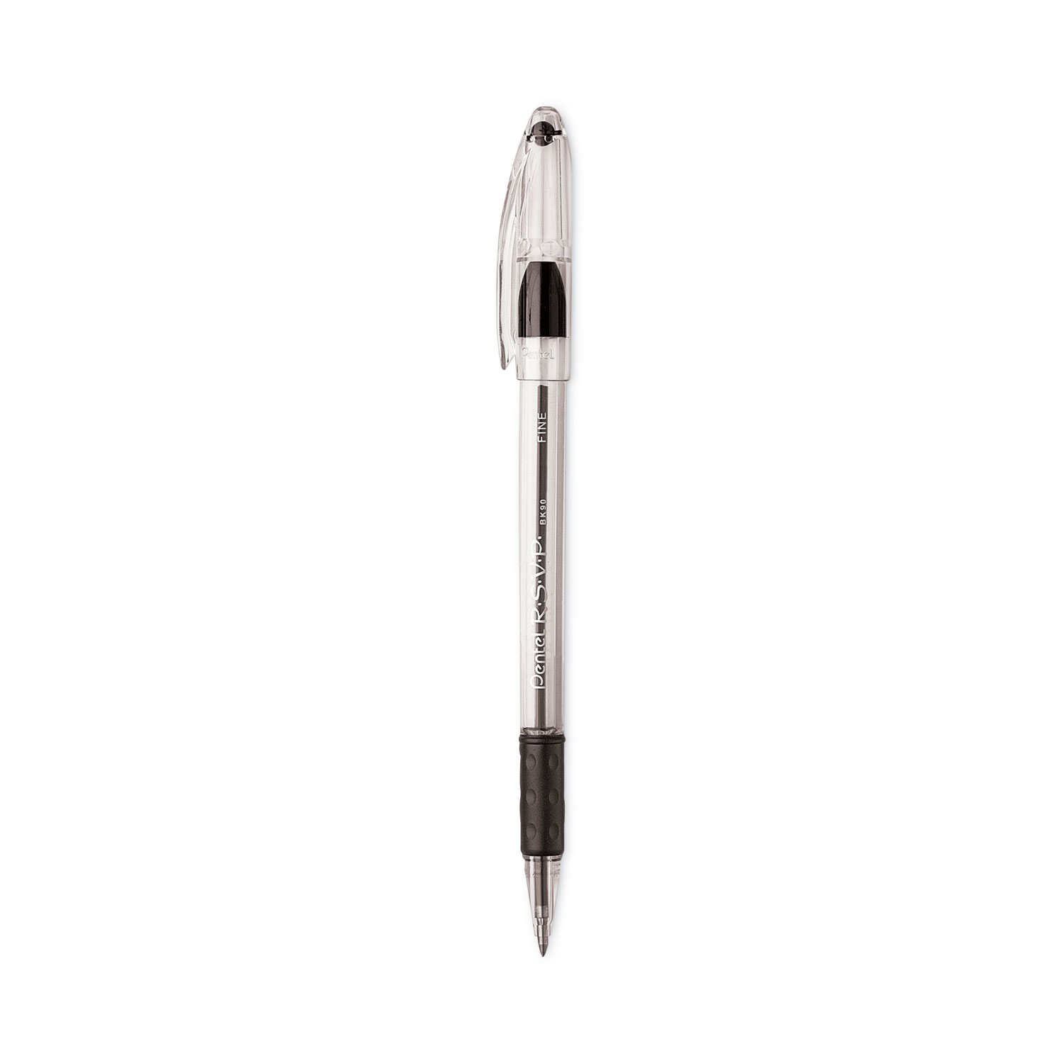 Medium Point Pentel Ballpoint Pen PENBK91ASWUS Black Ink/Clear Barrel 24/PK 