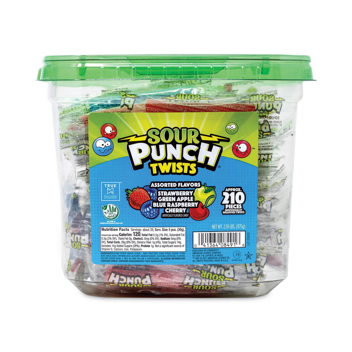 Twists, Variety, 2.59 lb Tub, Approx. 210 Pieces