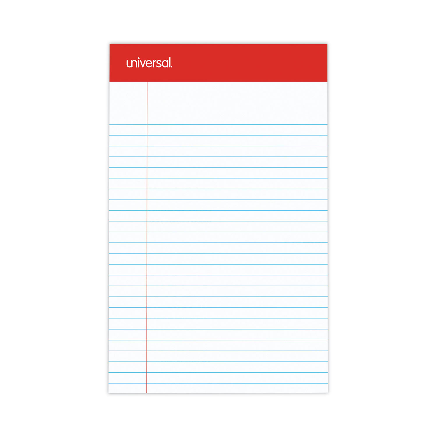 Perforated Ruled Writing Pads, Narrow Rule, Red Headband, 50 White 5 x 8 Sheets, Dozen