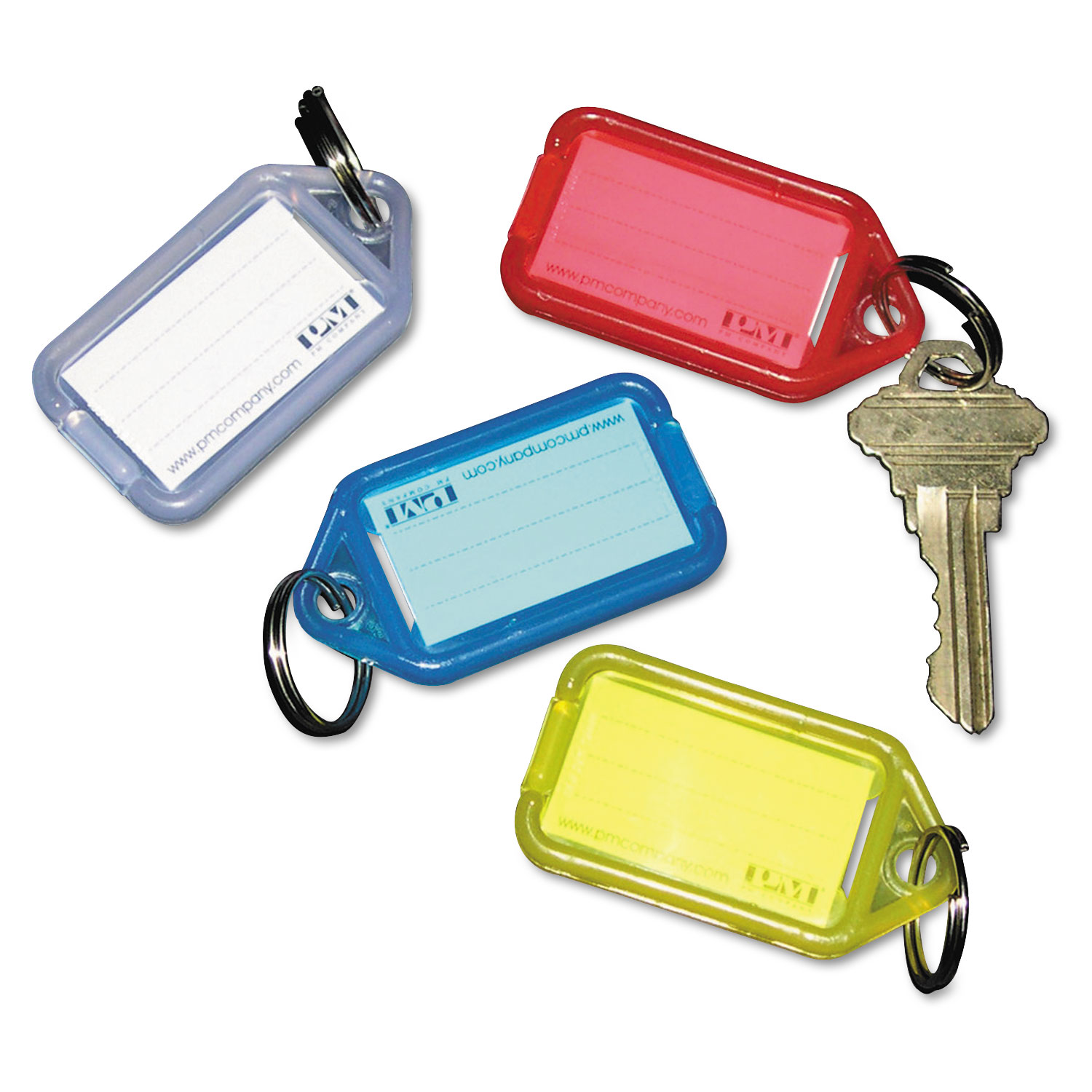 Extra Color-Coded Key Tags for Key Tag Rack, 1 1/8 x 2 1/4, Assorted, 4/Pack