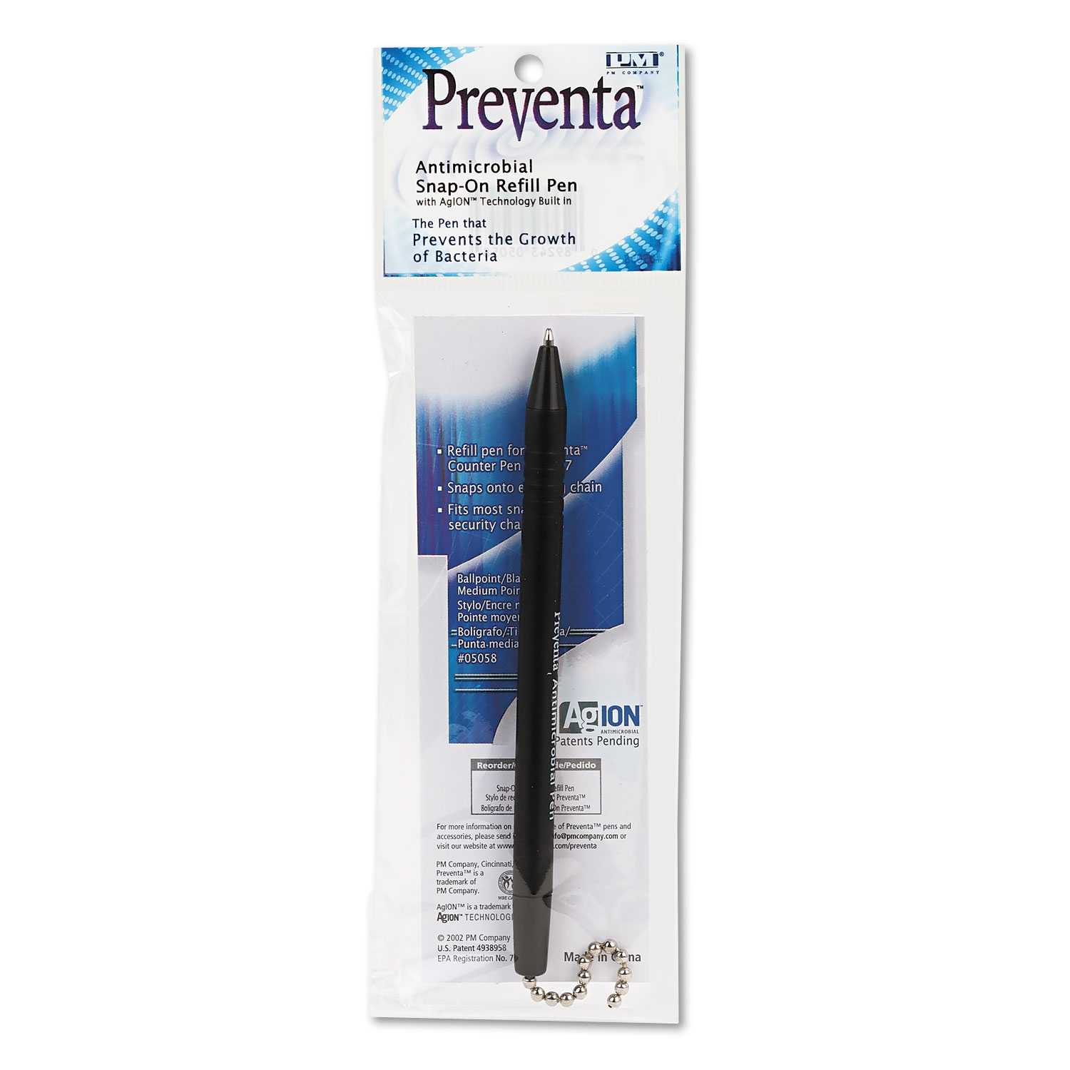  Iconex 5058 Refill for PMC Preventa Standard Antimicrobial Counter Pens, Medium Point, Black Ink (ICX94190039) 