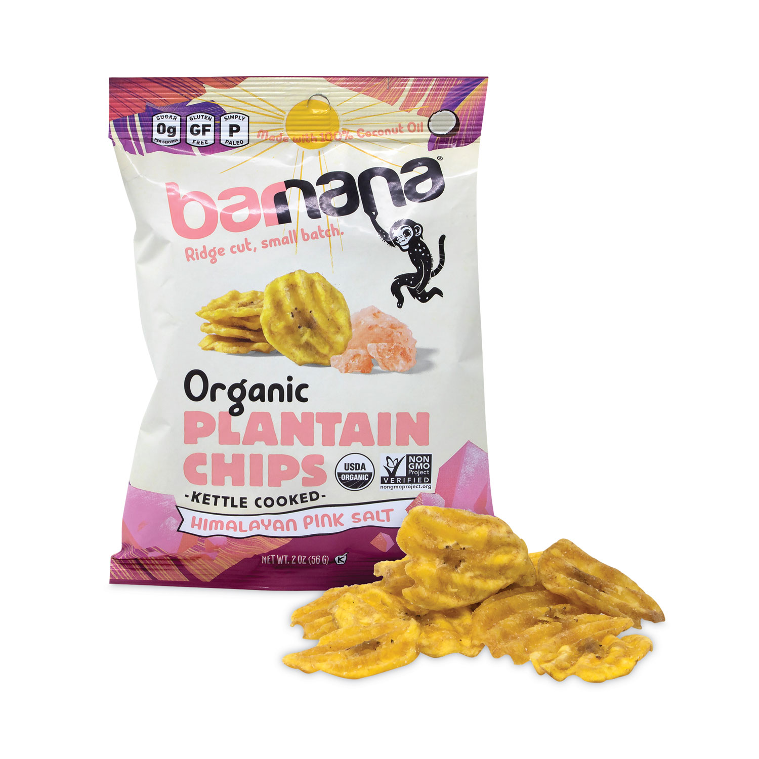 Himalayan Pink Sea Salt Plantain Chips, 2 oz Bags, 12/Pack