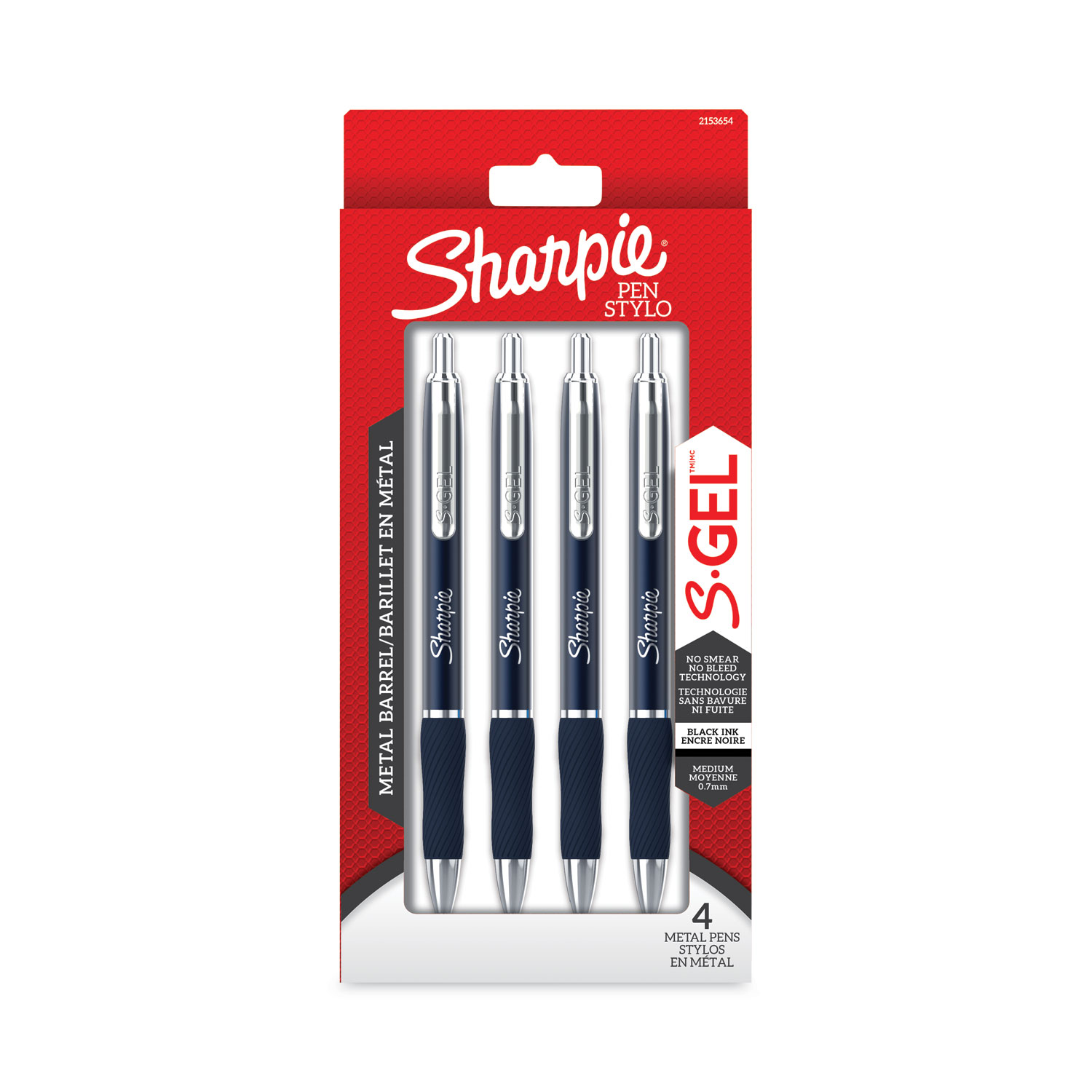 S-Gel Premium Metal Barrel Gel Pen, Retractable, Medium 0.7 mm, Black Ink,  Blue Barrel, 4/Pack - mastersupplyonline