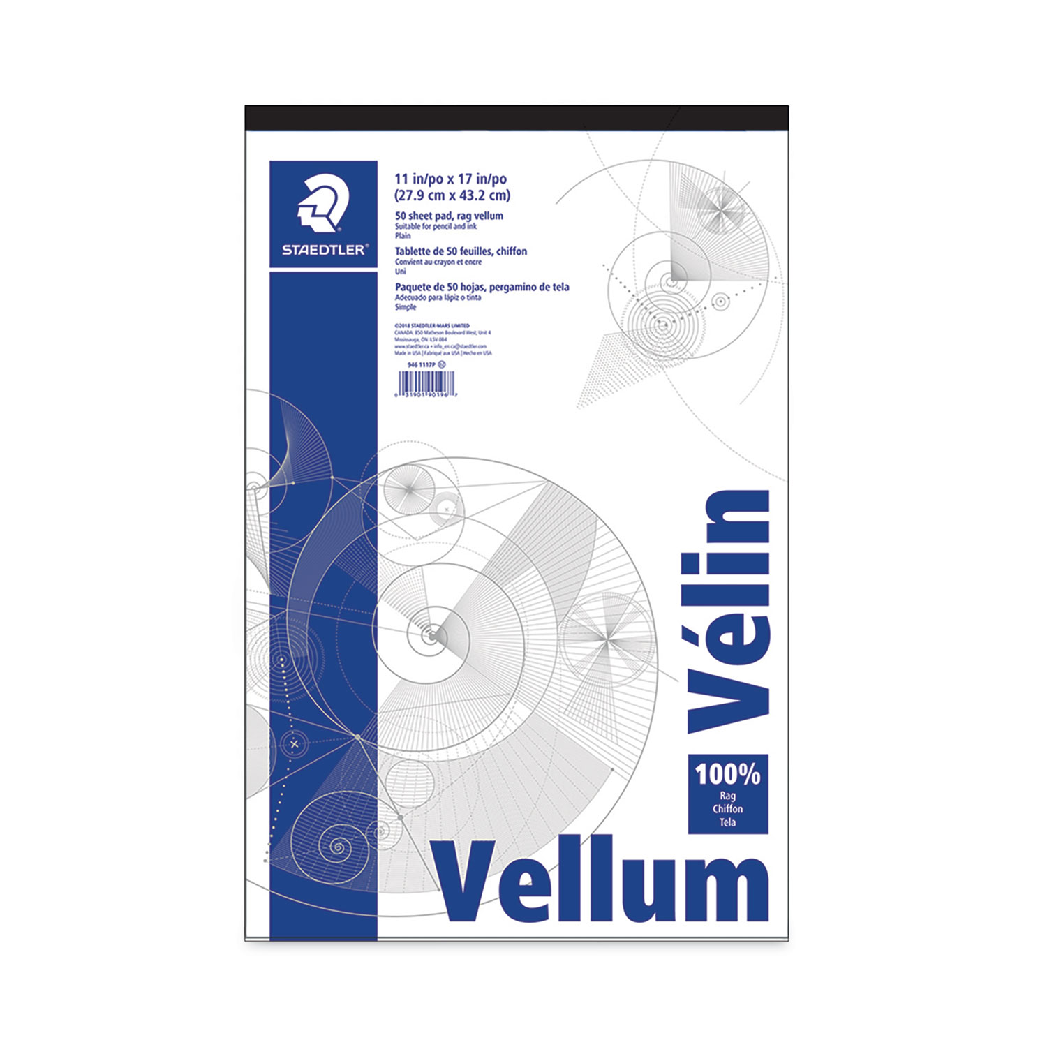 Mars Translucent Vellum Art and Drafting Paper, 16 lb Bristol Weight, 11 x  17, Translucent, 50/Pad - Office Source 360