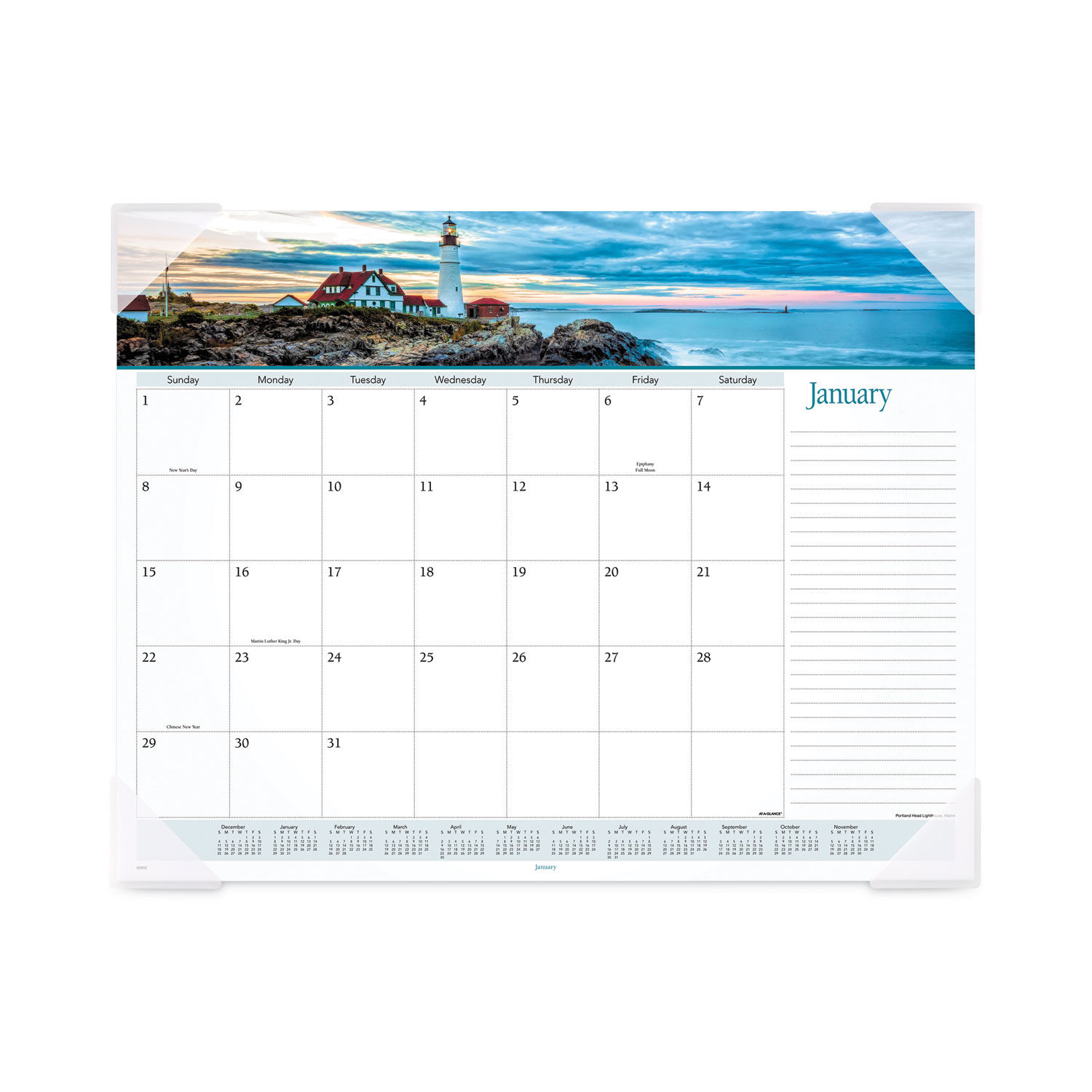 Landscape Panoramic Desk Pad, Landscapes Photography, 22 x 17, White Sheets, Clear Corners, 12-Month (Jan to Dec): 2025