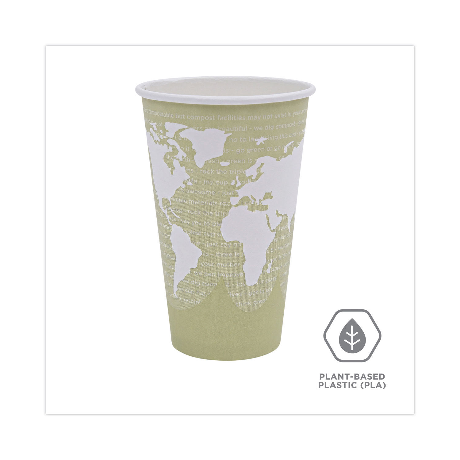 Hot Cups, 16 oz., PLA Lined, White, Compostable (1,000 Cups)