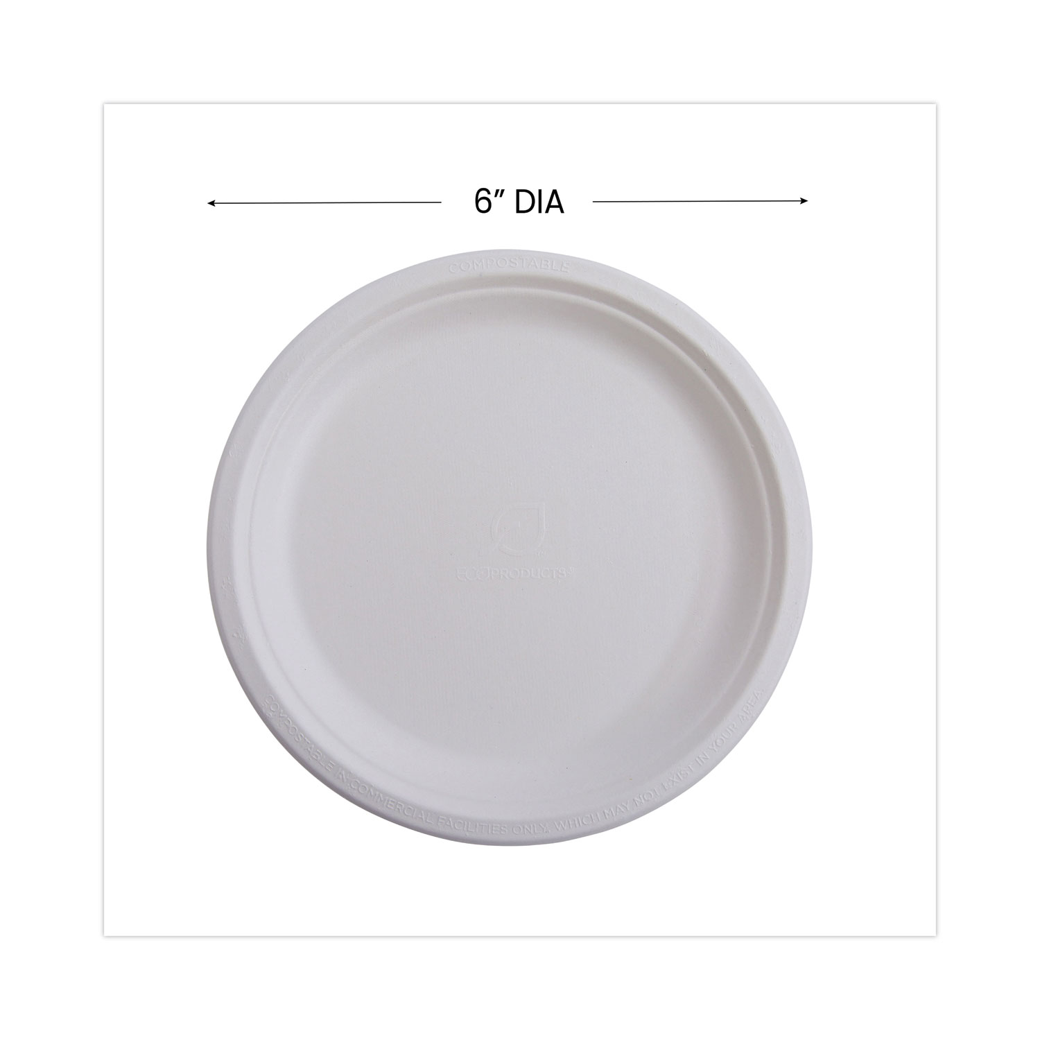 6-Inch Square Paper Plates Bagasse Sugarcane Plates - 50-Pack