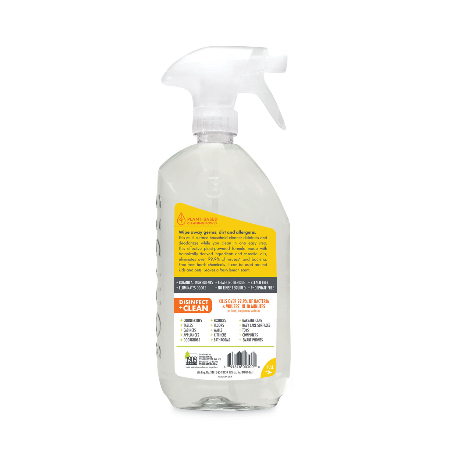 Boulder Clean Disinfectant Cleaner, Lemon Scent, 28 oz Bottle | Baxter ...