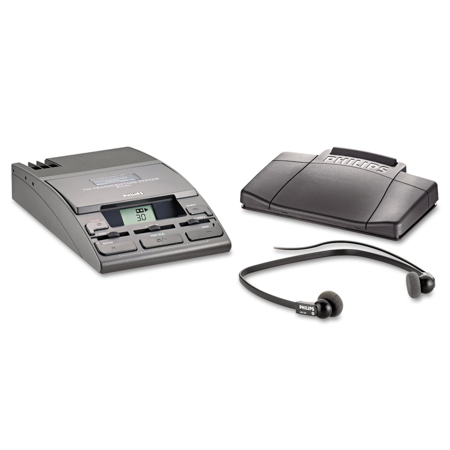  Philips LFH072052 720-T Desktop Analog Mini Cassette Transcriber Dictation System w/Foot Control (PSPLFH072052) 