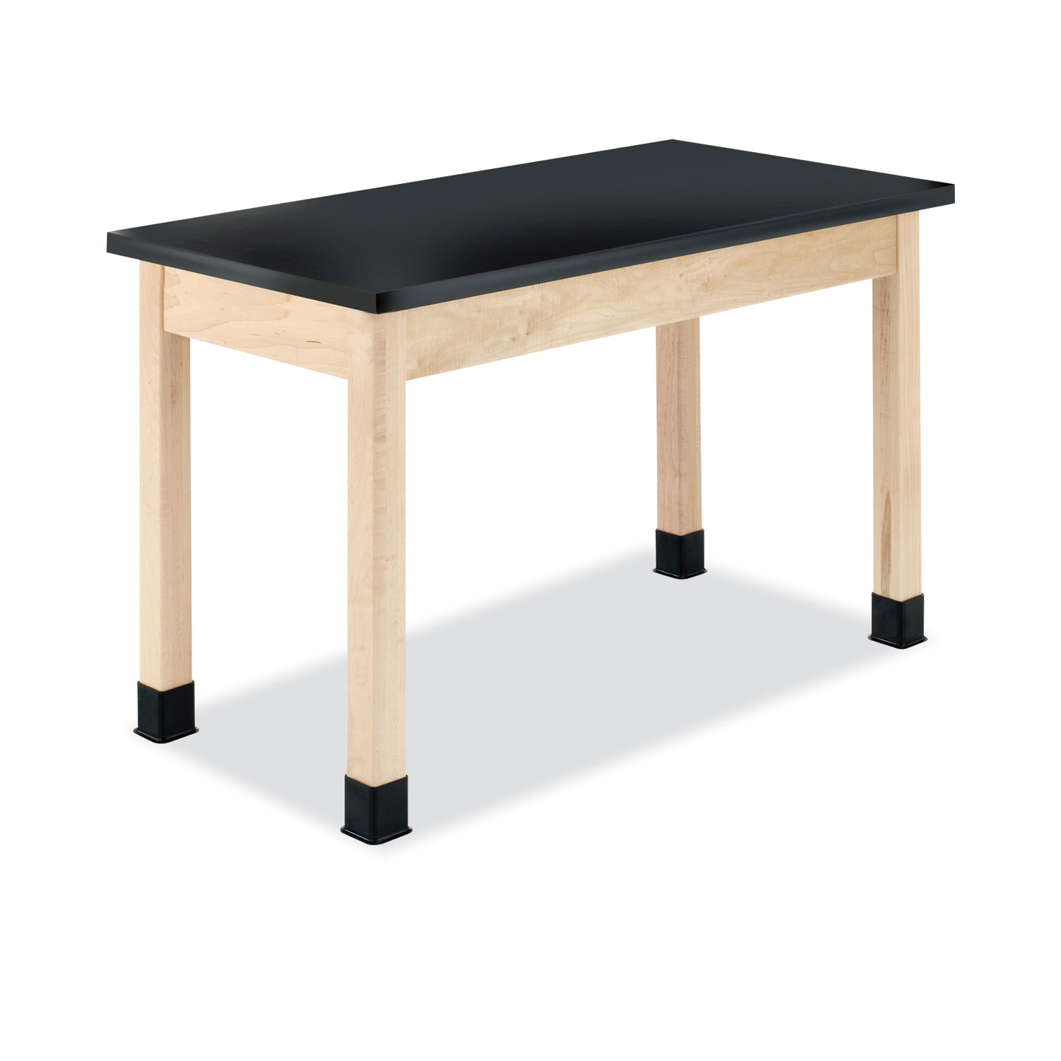 Classroom Science Table, 48w x 24d x 30h, Black Epoxy Resin Top, Maple Base  - BOSS Office and Computer Products