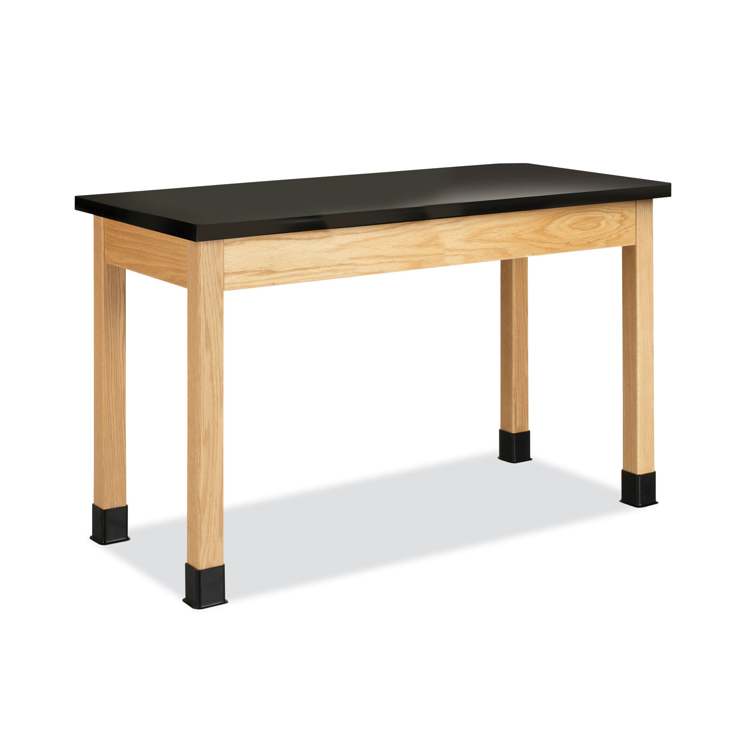 Classroom Science Table, 48w x 24d x 30h, Black ChemGuard High Pressure Laminate (HPL) Top, Oak Base