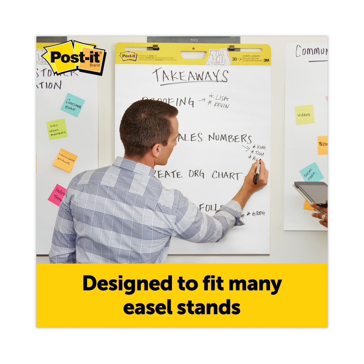 Post-it® Easel Pads Super Sticky Vertical-Orientation Self-Stick Easel  Pads, Presentation Format (1.5 Rule), 25 x 30, White, 30 Sheets, 2/Pack